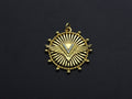CZ Micro Pave Medallion Wing Pendant/Charm, 25x26mm, Sku#FH22