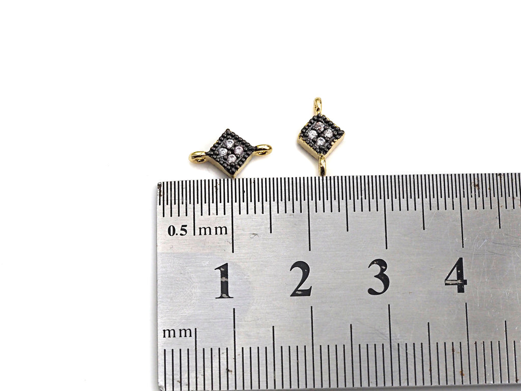 CZ Micro Pave Diamond Shape Connector Charm, CZ Pave Connector, 7x11mm, sku#Z780