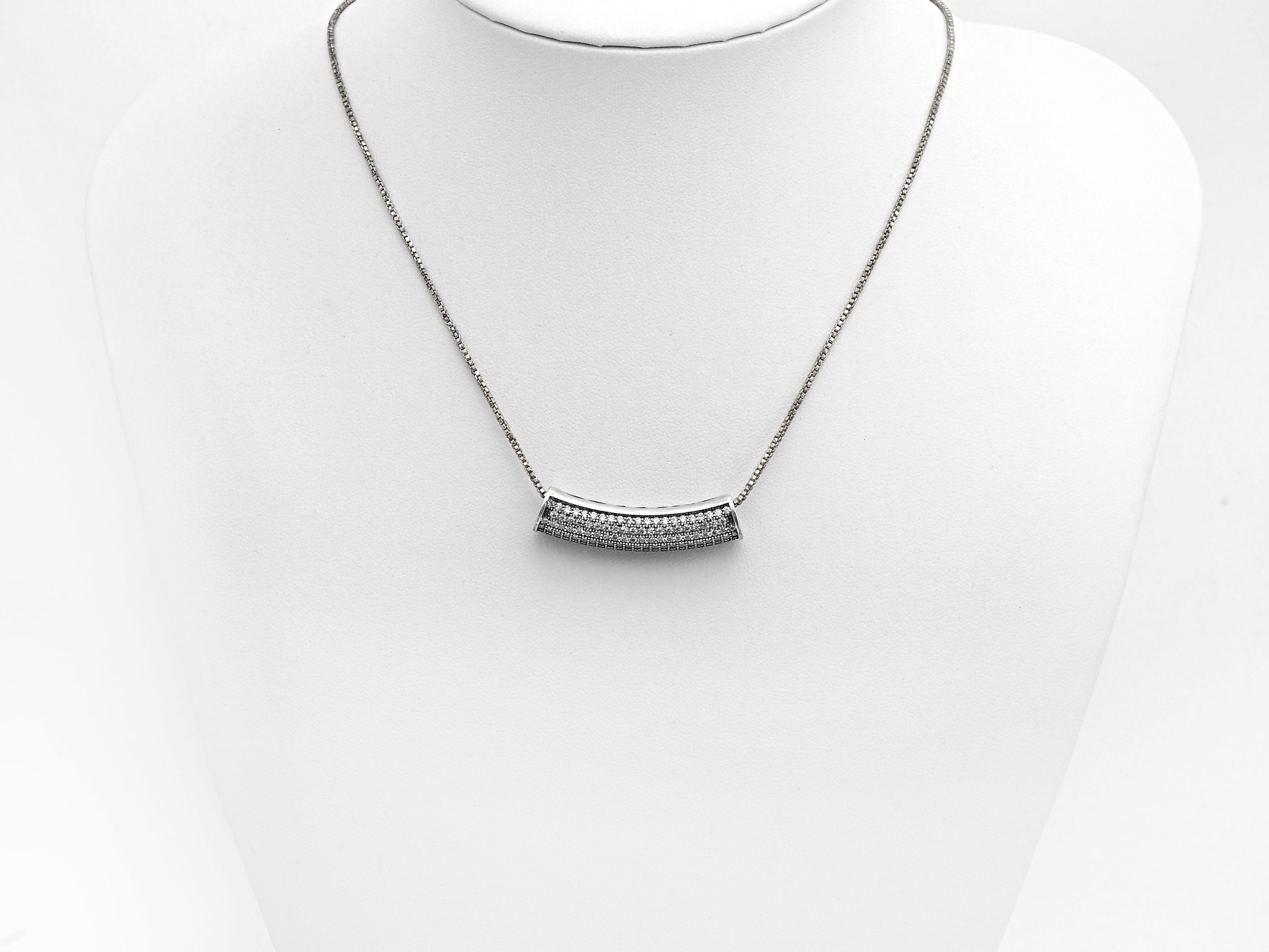 Rhodium CZ Micro Pave Half Full Pave Tube, Antique Silver Tone, Cubic Zirconia Pave Separator Tube Beads,39x10mm,sku#X128
