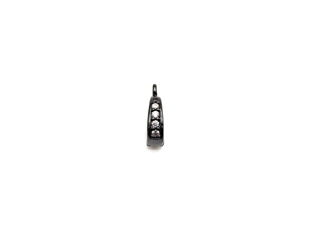 Black CZ Micro Pave Bail/Latch Clasp, Cubic Zirconia Clasp/Connector/Link, Black CZ Bail, 3x7x11mm, sku#Z781
