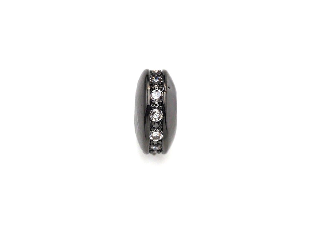 Big Hole CZ Pave Big Hole Spacer beads, Cubic Zirconia Spacer Beads, European Large hole Bead, 4x8mm, sku#Z879