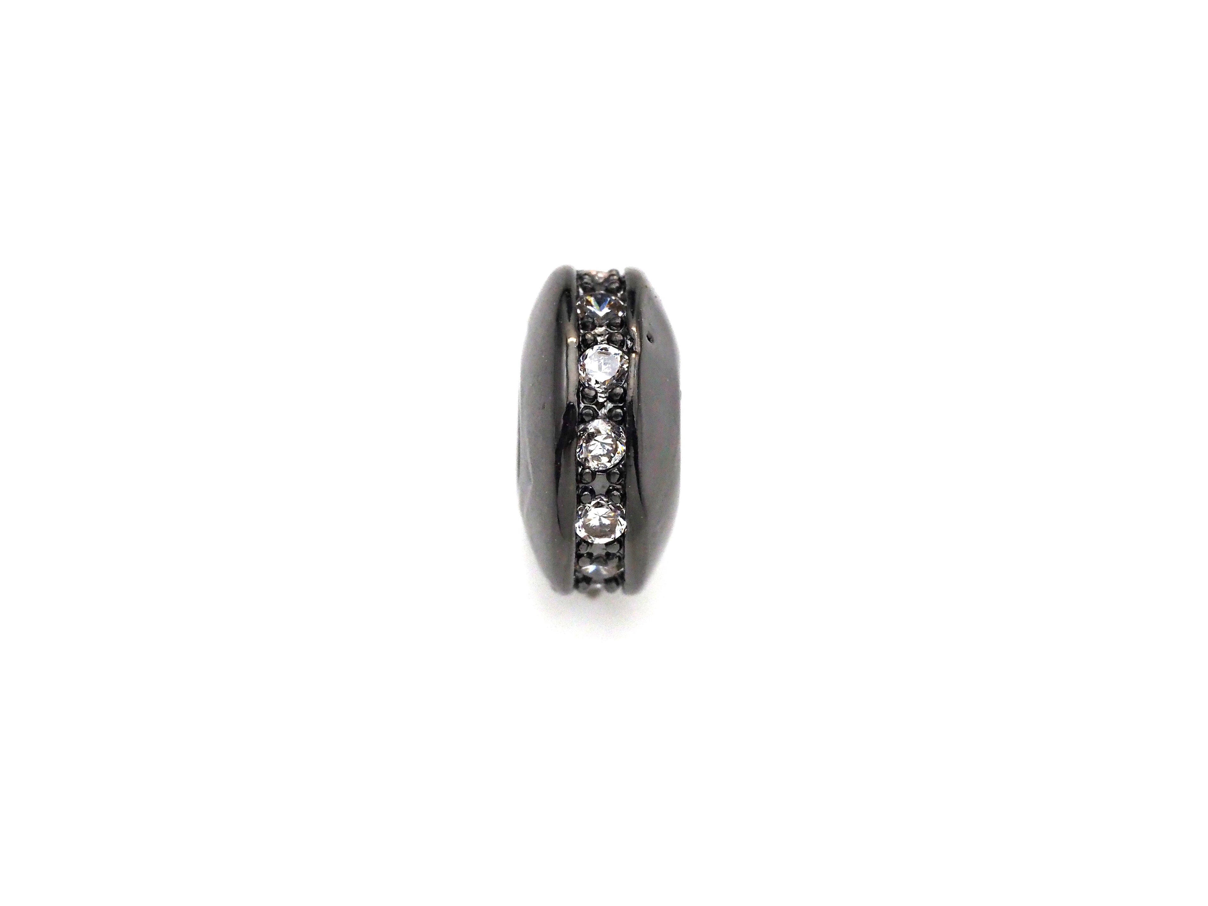 Big Hole CZ Pave Big Hole Spacer beads, Cubic Zirconia Spacer Beads, European Large hole Bead, 4x8mm, sku#Z879
