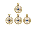 Gold Filled White Enamel Flower On Round Coin Shape Pendant, Cobalt CZ Micro Pave 14K Gold Filled Charm,Enamel Jewelry,15x20mm,Sku#CP37
