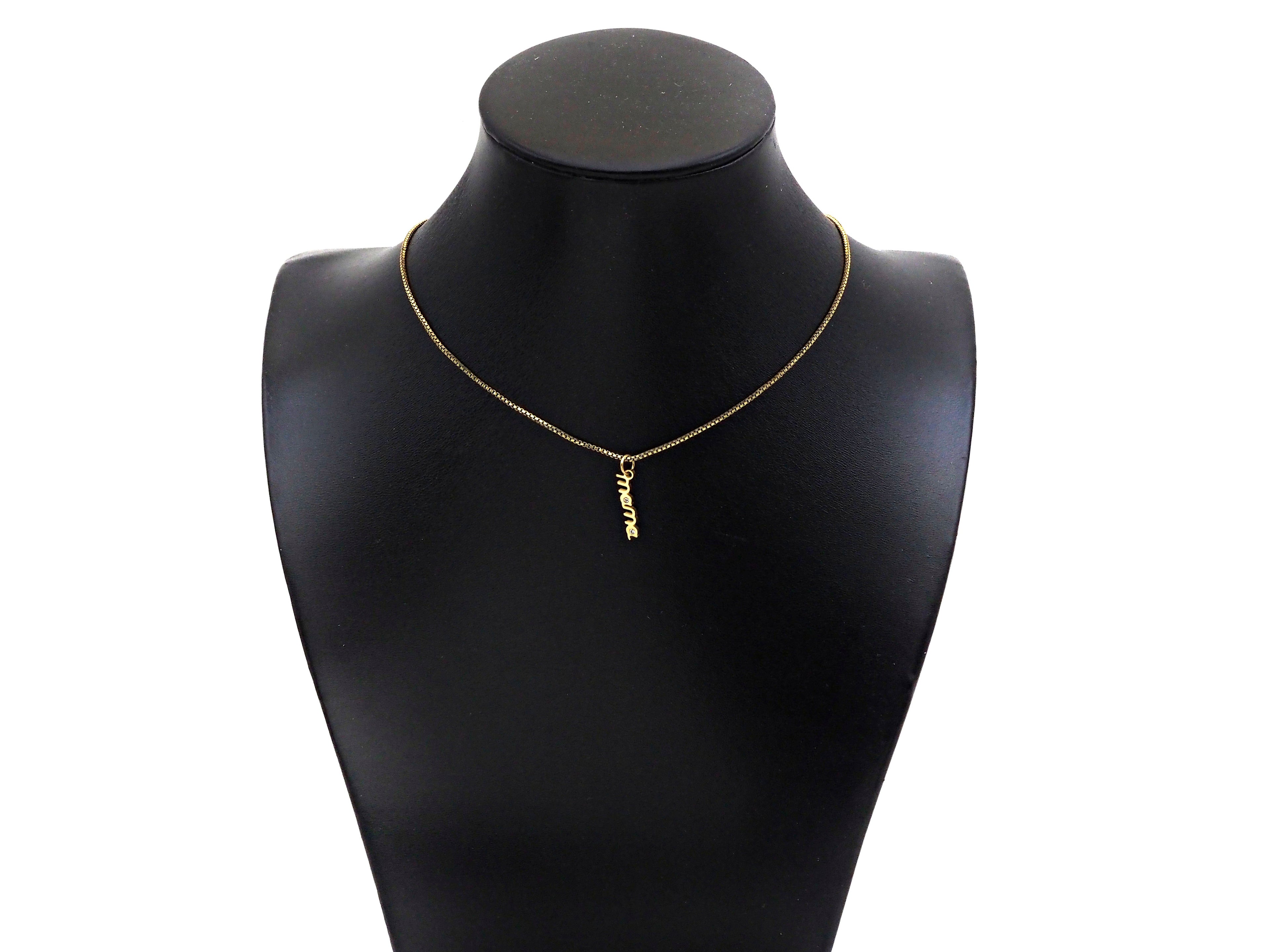 Micro Pave Mama Word Pendant/Charm, 18K Gold Filled Y477