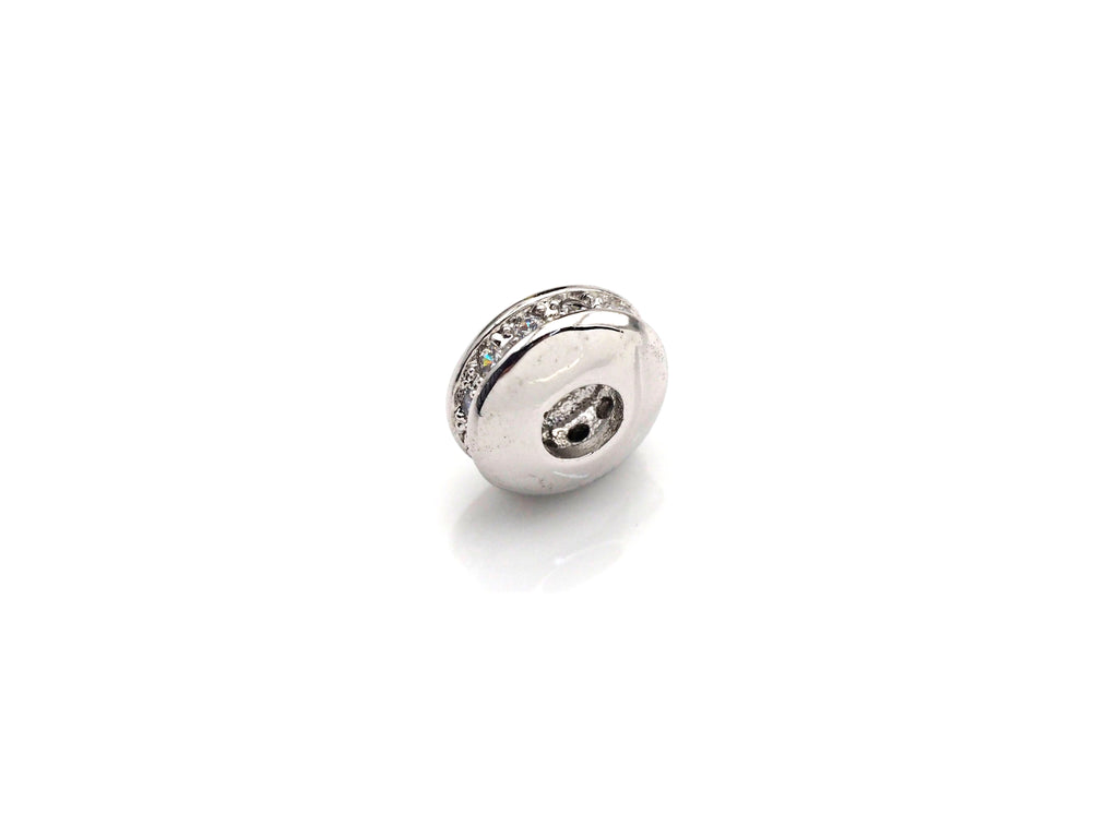 Big Hole CZ Pave Big Hole Spacer beads, Cubic Zirconia Spacer Beads, European Large hole Bead, 4x8mm, sku#Z879