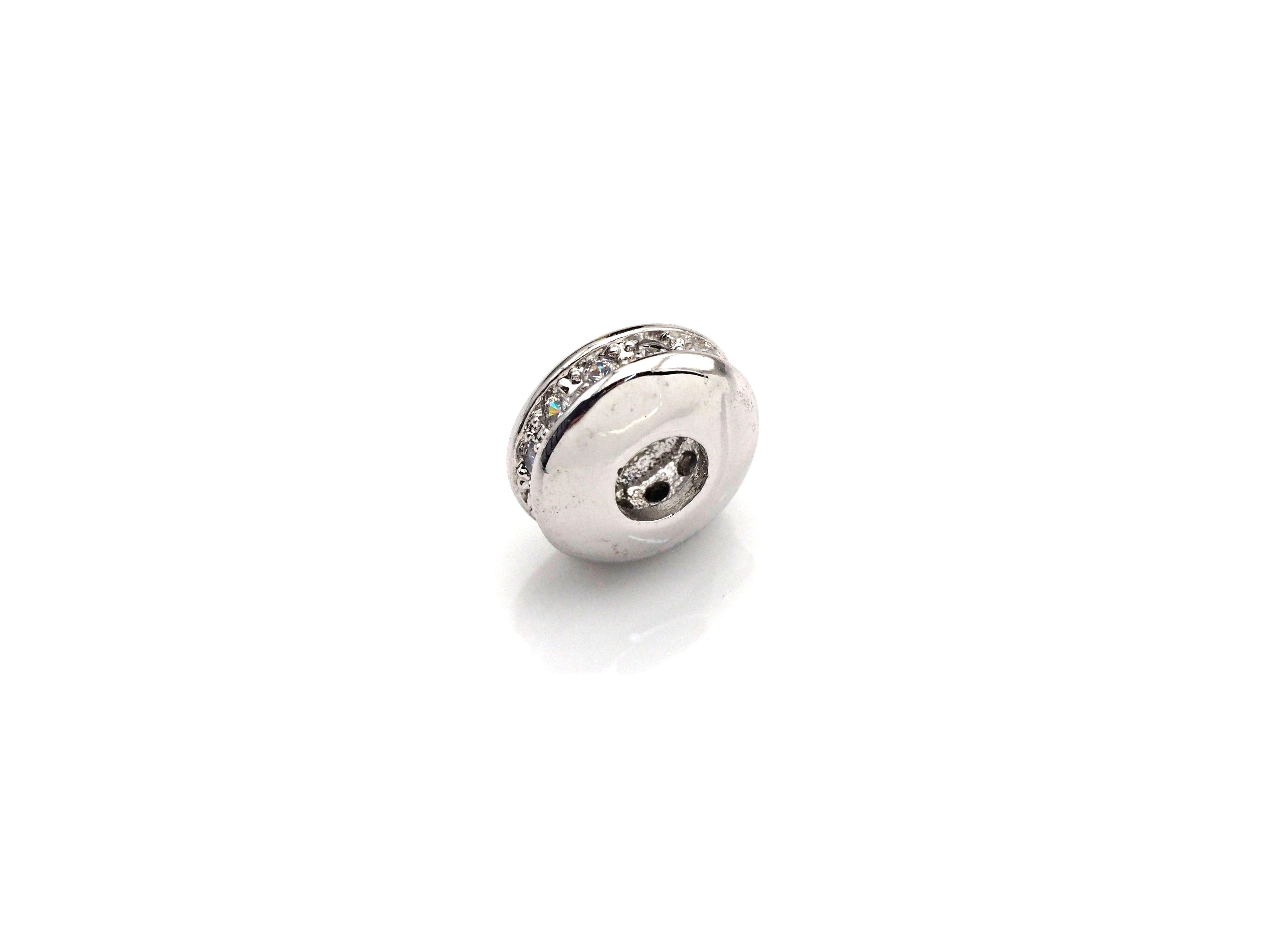 Big Hole CZ Pave Big Hole Spacer beads, Cubic Zirconia Spacer Beads, European Large hole Bead, 4x8mm, sku#Z879