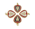 Clear Micro Pave CZ Heart On Round Coin Enamel Heart Pendant, Colorful Enamel Heart, Double Heart Pendant,18x22mm, sku#LK165
