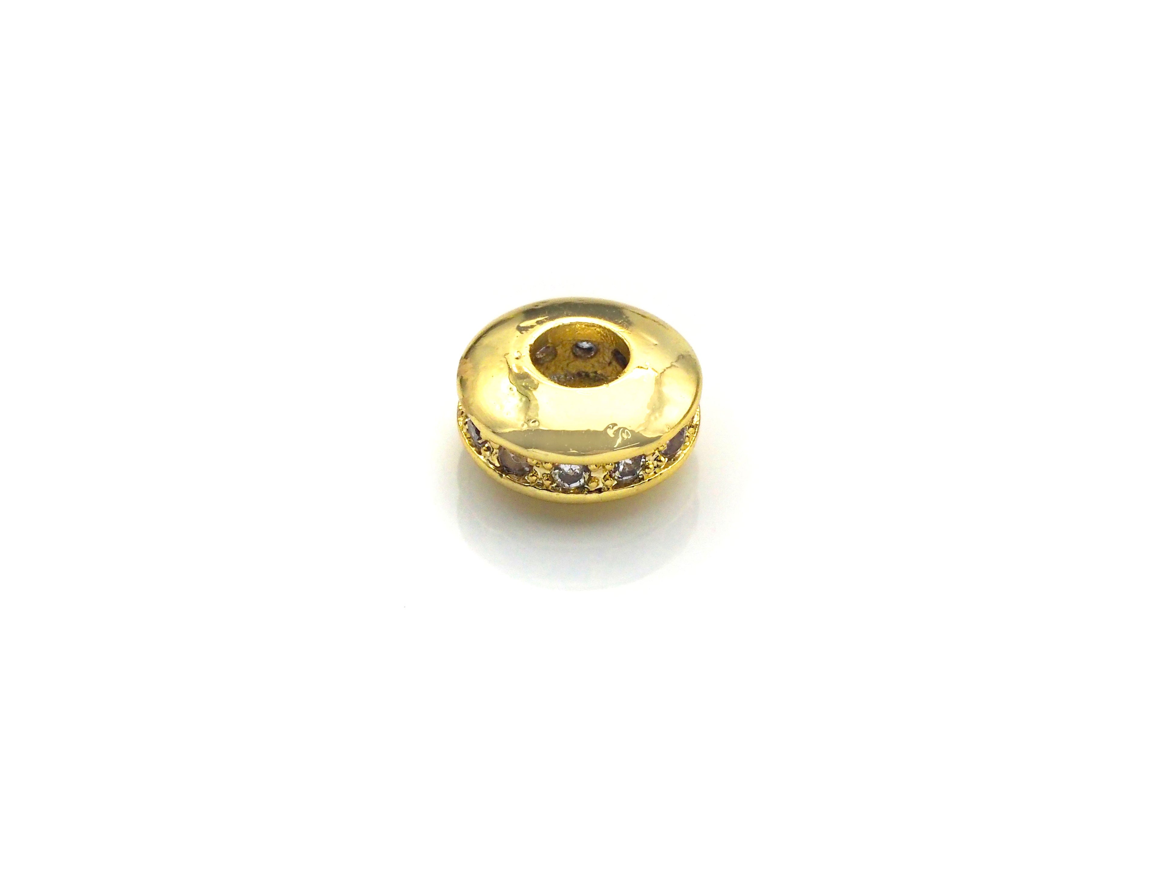 Big Hole CZ Pave Big Hole Spacer beads, Cubic Zirconia Spacer Beads, European Large hole Bead, 4x8mm, sku#Z879