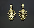 CZ Micro Pave Virgin Mary On Oval  Stand Shaped Pendant/Charm,24K Gold Cubic Zirconia Pendant Charm,11x18mm,sku#F1262