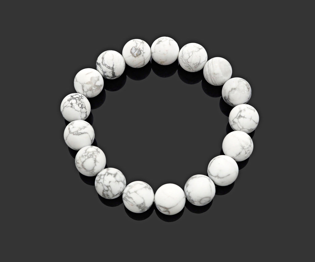 Matt White Howlite Stretchy Bracelet, Sku#EF38