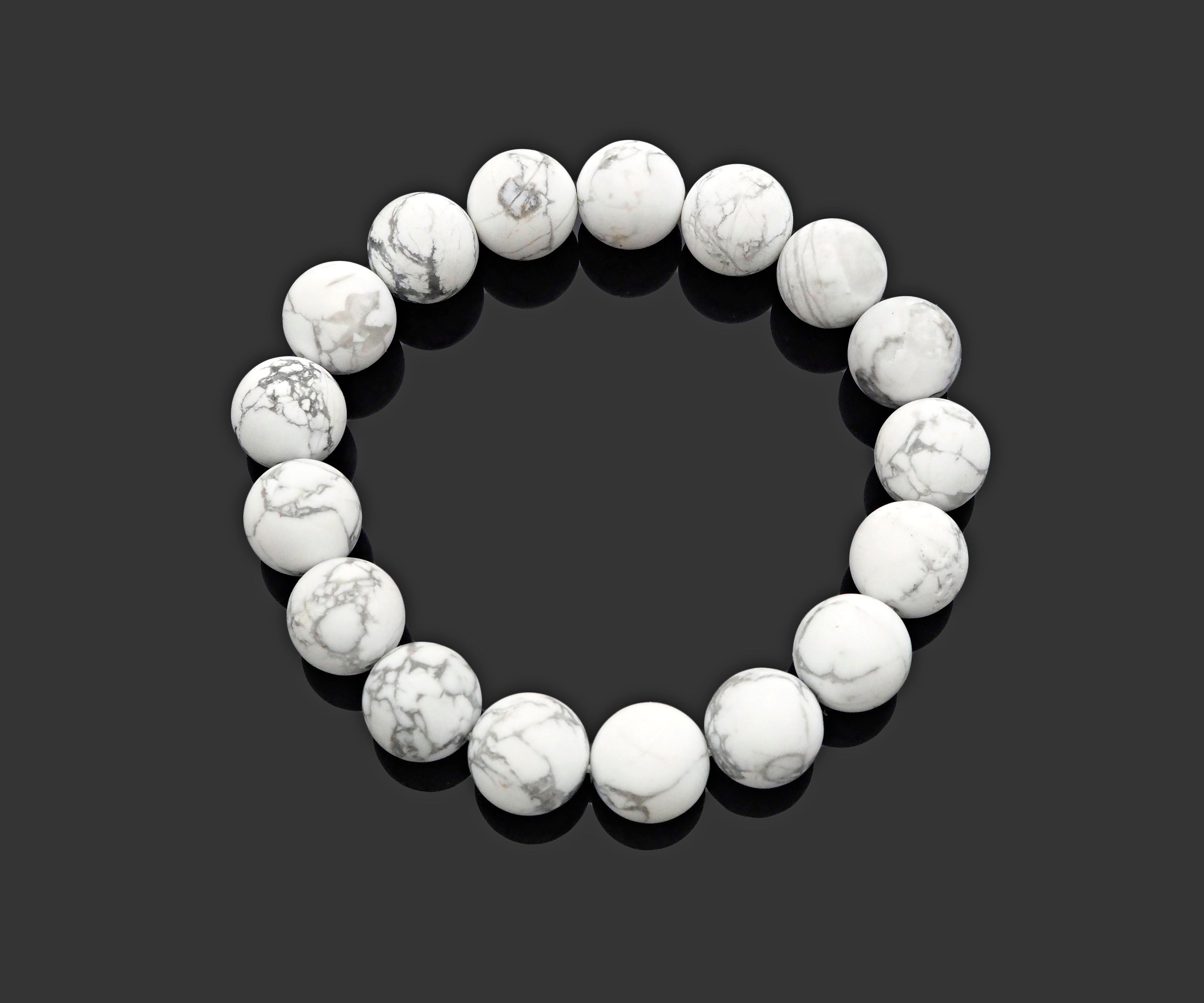 Matt White Howlite Stretchy Bracelet, Sku#EF38