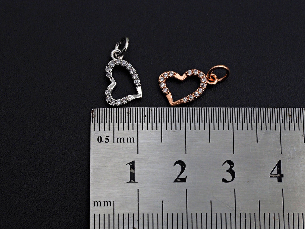 CZ Micro Pave Hollow out Heart Shape Pendant, Cubic Zirconia Pave Pendant, Fashion Jewelry Findings, 9x12mm, sku#Z830