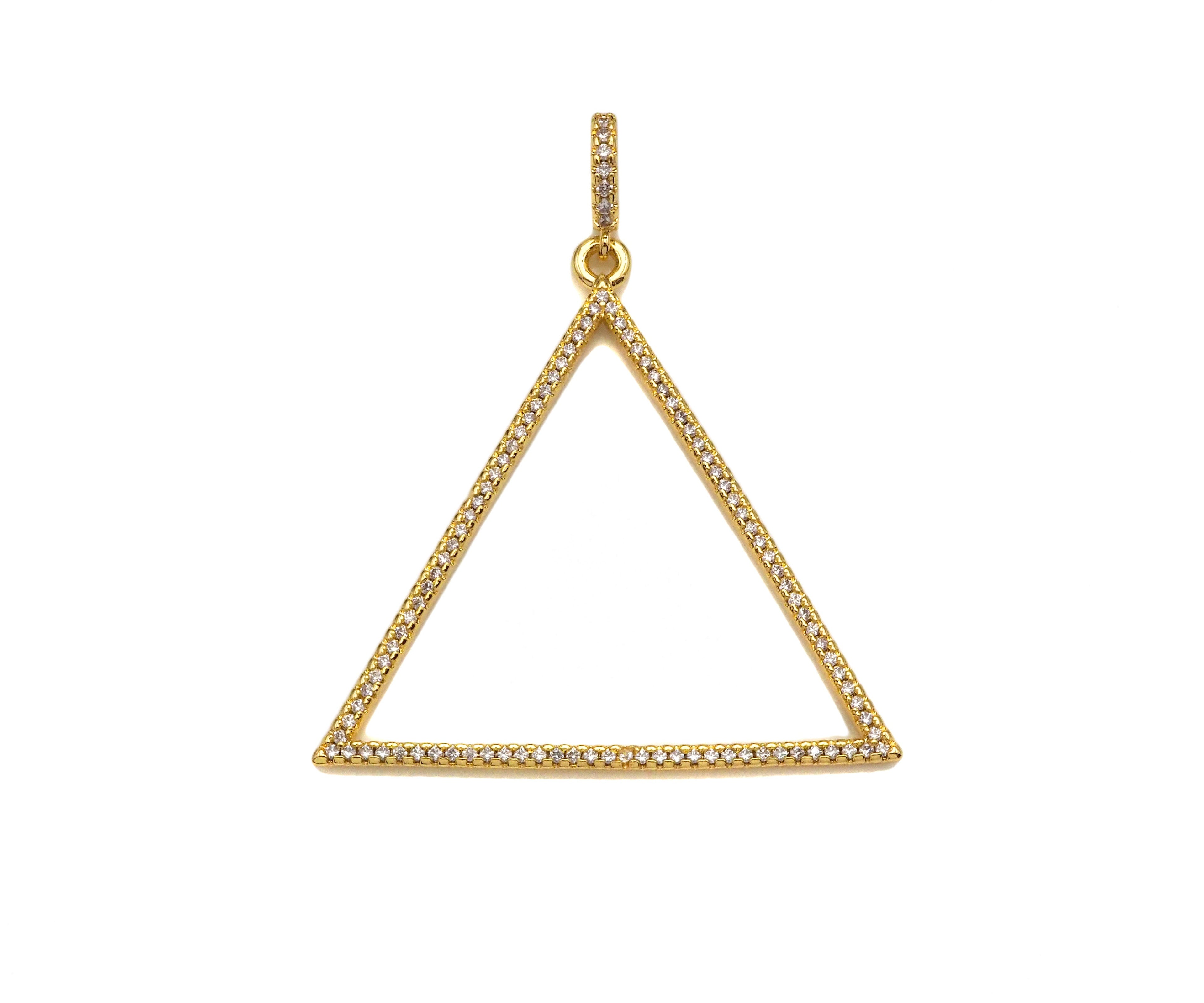 CZ Micro Pave Triangle Shape Pendant/Charm, sku#F1367C