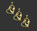 CZ Micro Pave Mama and Baby On Heart Frame Shape Pendant, 18K Gold Filled Mom Charm, Mother's Day Necklace Pendant,16x20mm,Sku#LD132