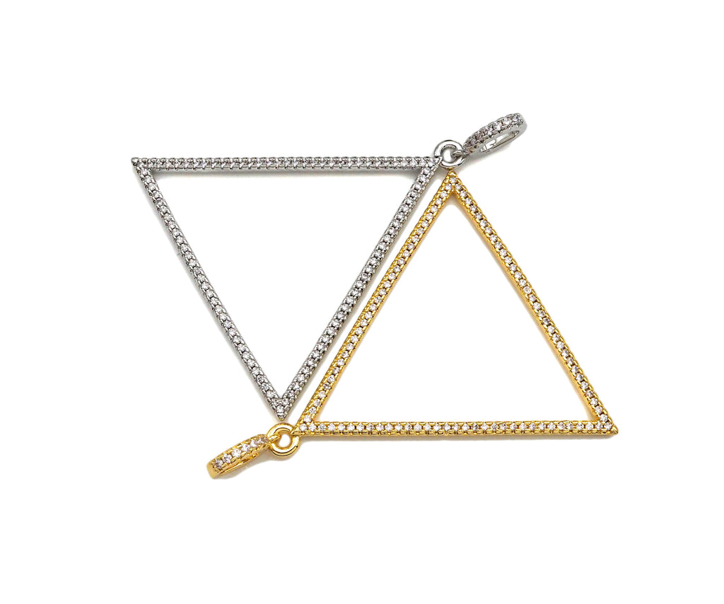 CZ Micro Pave Triangle Shape Pendant/Charm, sku#F1367C
