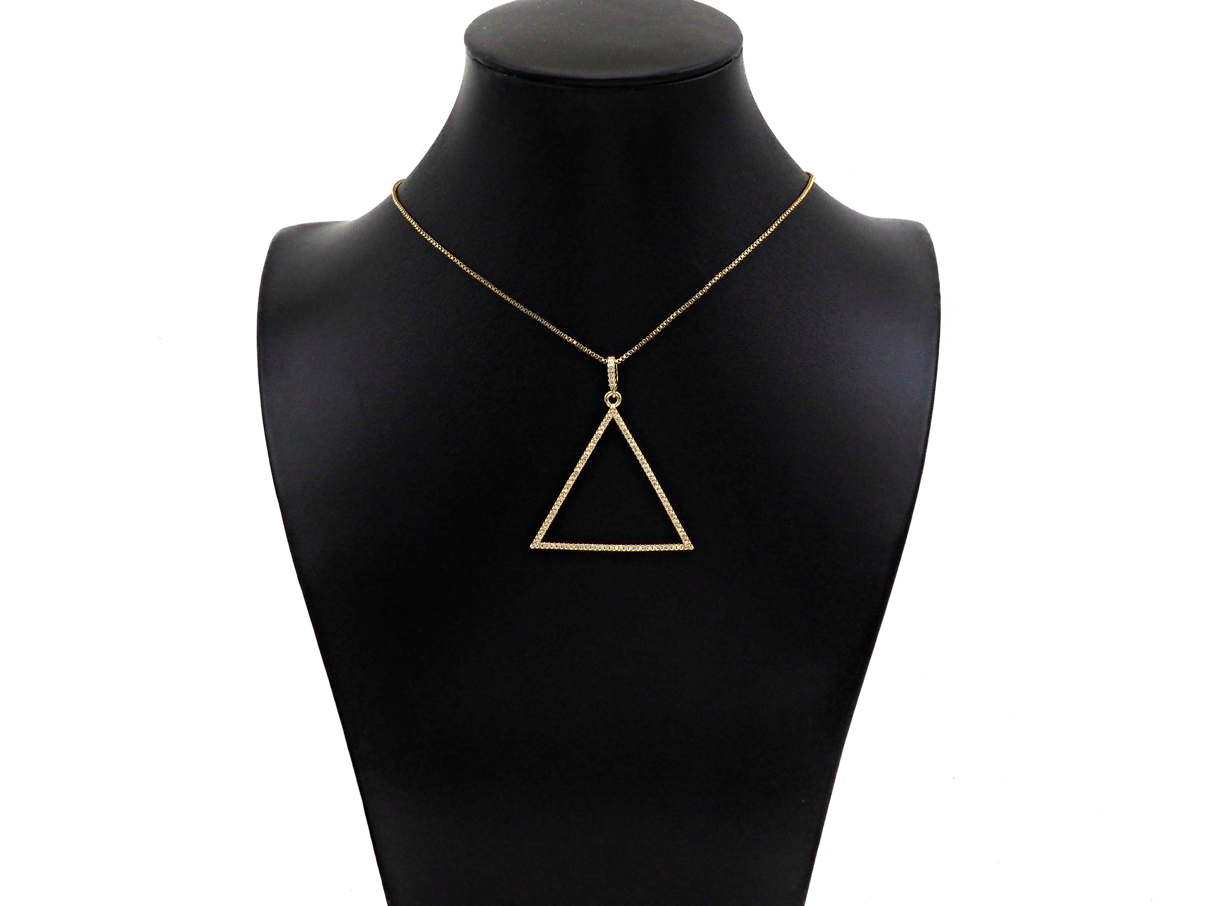 CZ Micro Pave Triangle Shape Pendant/Charm, sku#F1367C