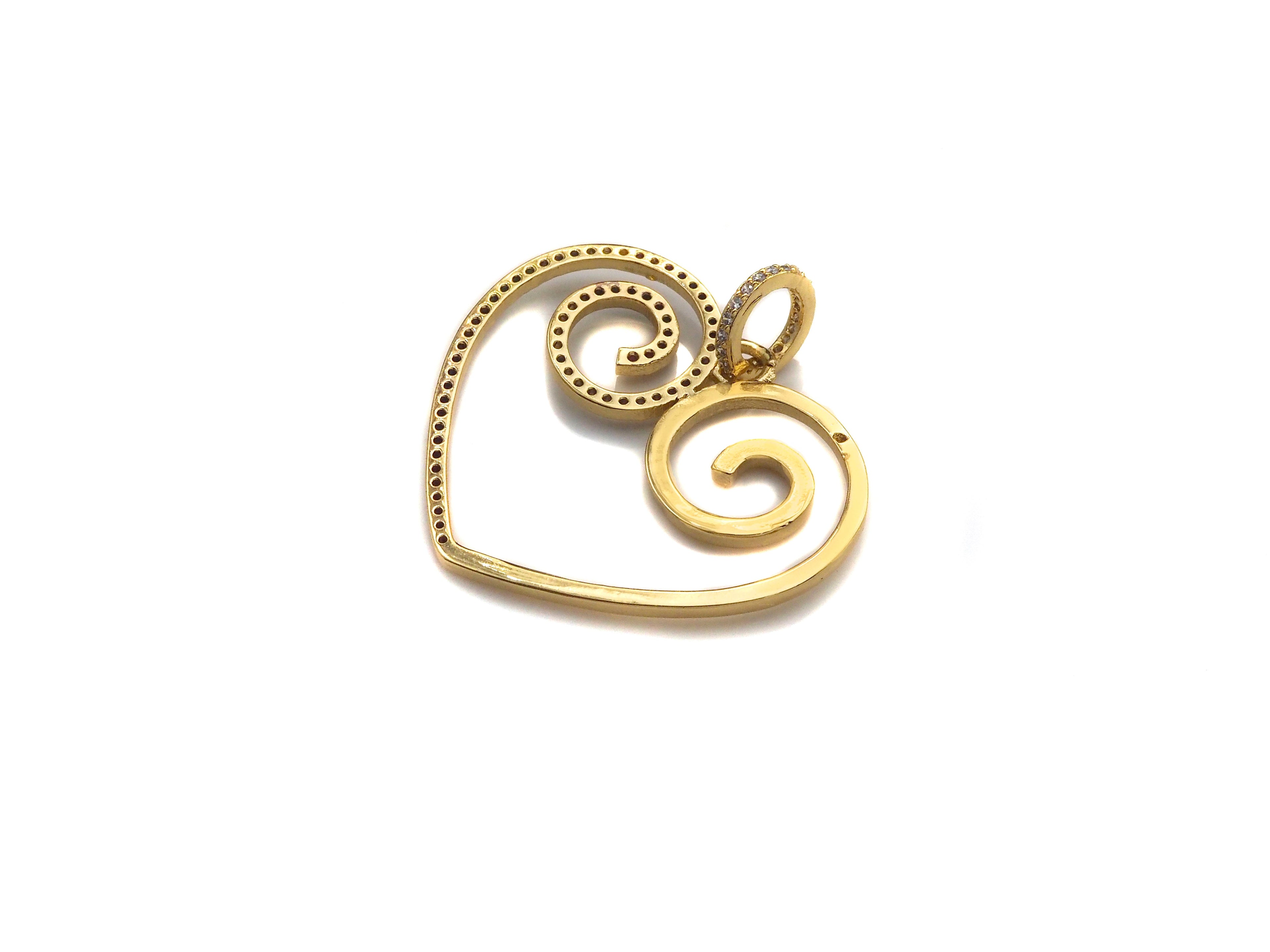 Colorful CZ Curved Heart Pendant,Sku#F1121C