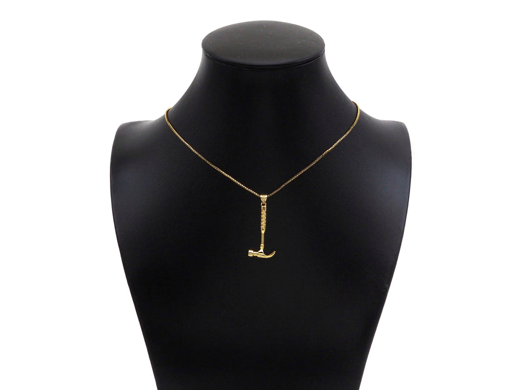 18K Gold Hammer Shape Pendant, Necklace Bracelet Charm Pendant,15x40mm,Sku#FH163