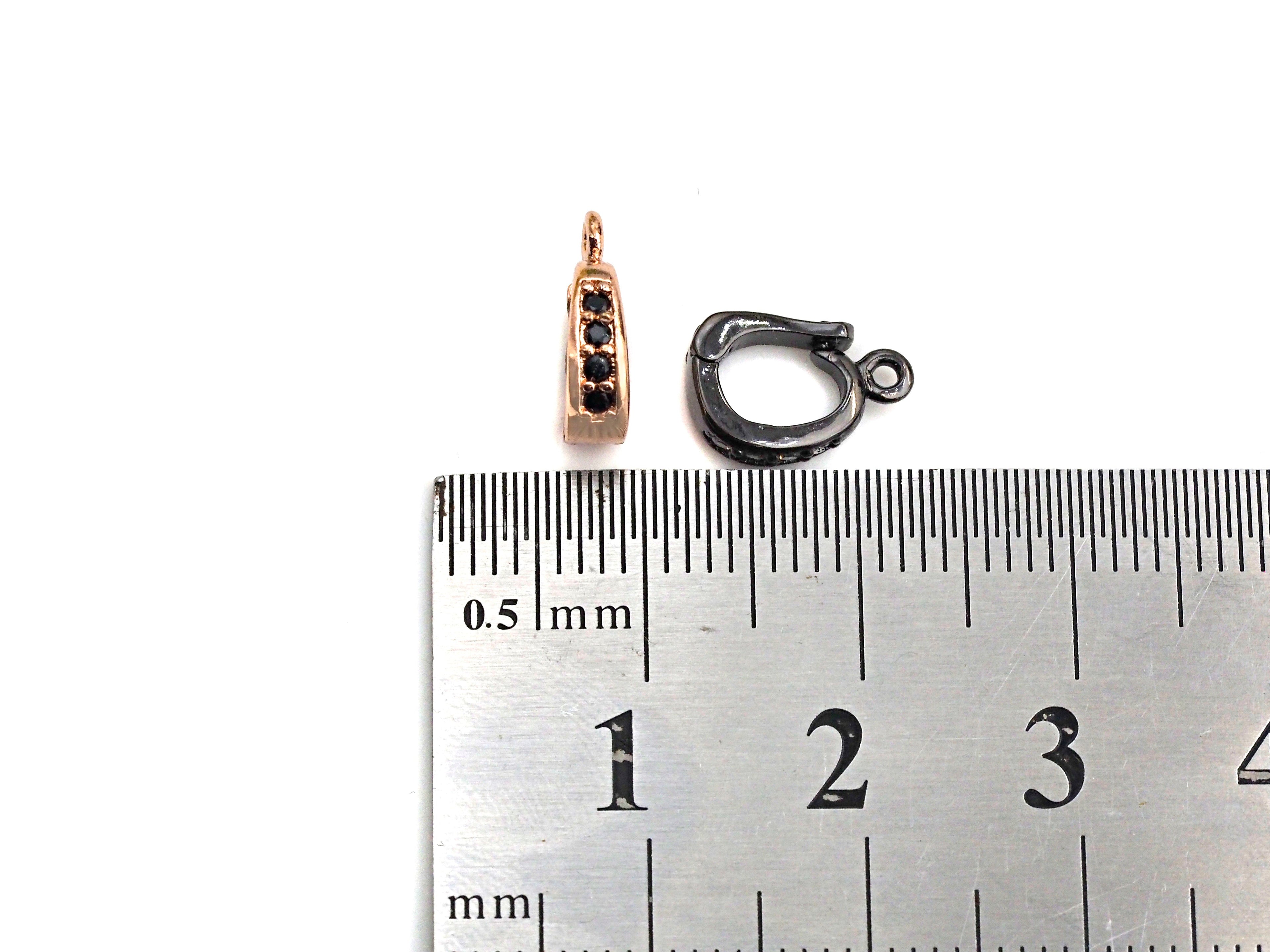 Black CZ Micro Pave Bail/Latch Clasp, Cubic Zirconia Clasp/Connector/Link, Black CZ Bail, 3x7x11mm, sku#Z781