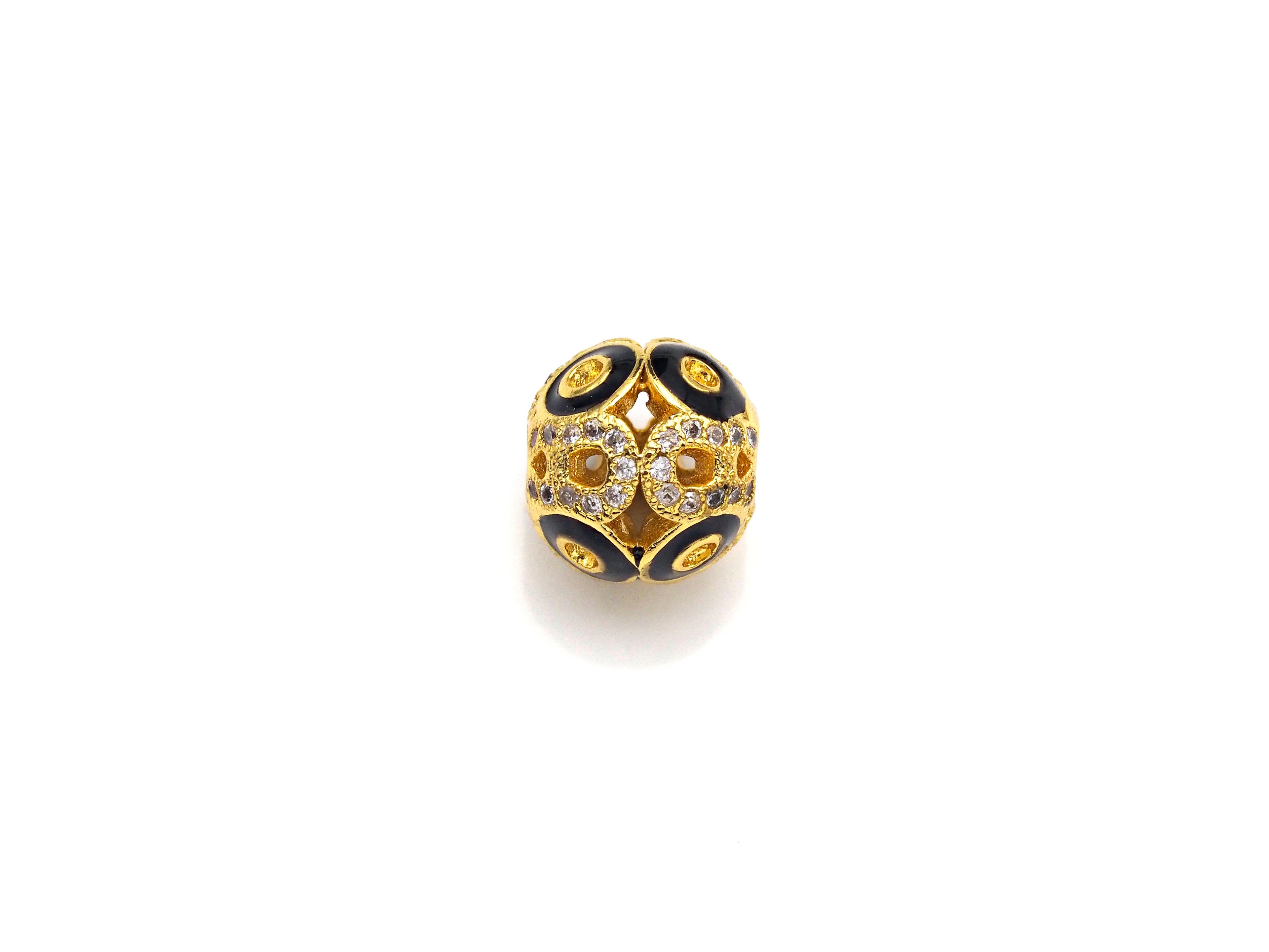 CZ Pave Black Eye Cage beads, Cubic Zirconia Eye Spacer Beads, Gold/Rose Gold/Silver Spacer Beads, Men's Jewelry Findings, 10x11mm, sku#Z925