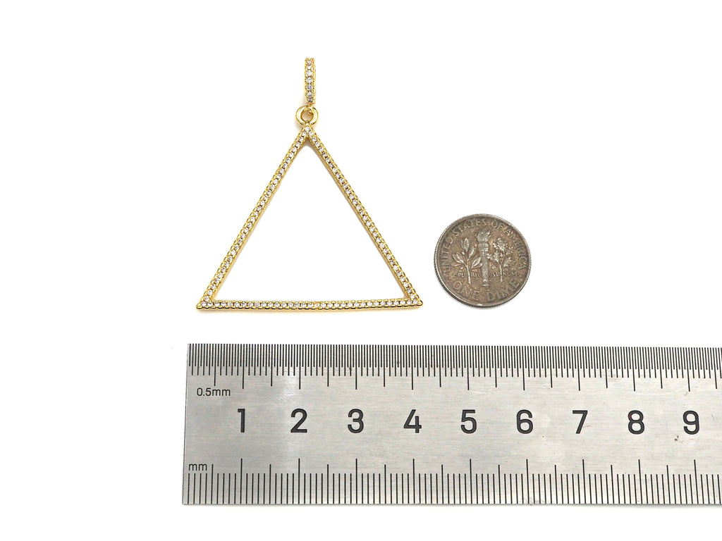 CZ Micro Pave Triangle Shape Pendant/Charm, sku#F1367C