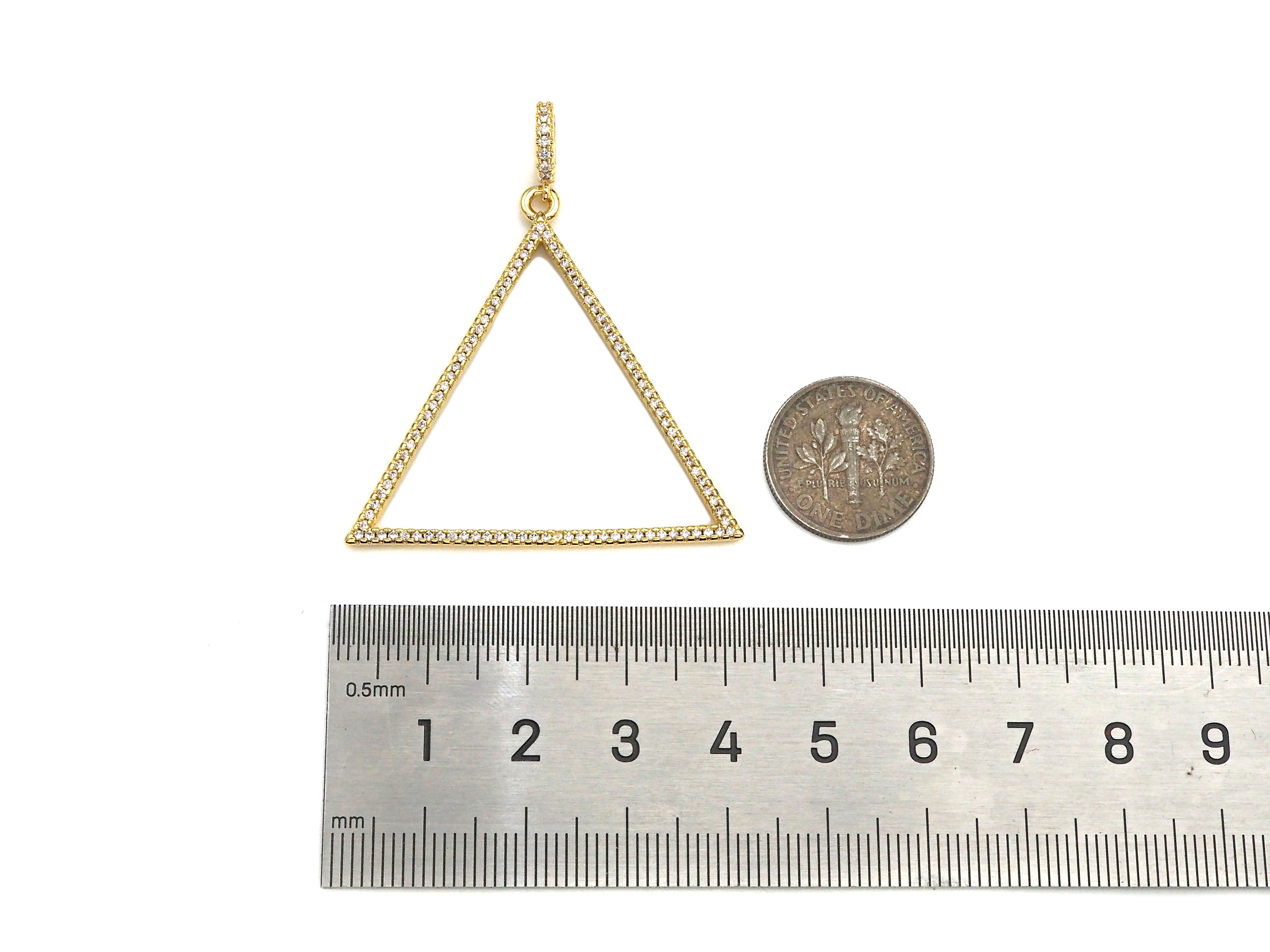 CZ Micro Pave Triangle Shape Pendant/Charm, sku#F1367C