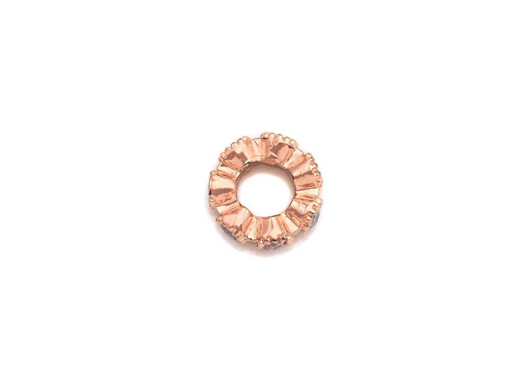 CZ Big Hole Round Ring Flower Micro Pave Beads, Gold/Rose Gold/Silver Cubic Zirconia Spacer Beads, DIY Jewelry, 3x9mm, sku#Z1042