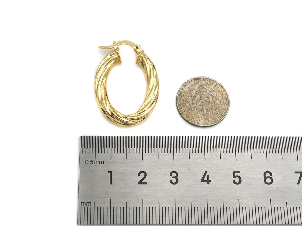 Gold Twisted Hoop Earrings, Sku#J301