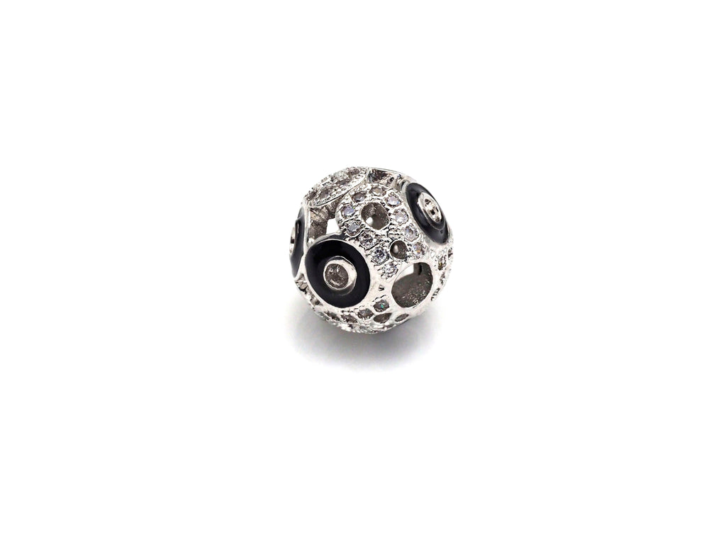 CZ Pave Black Eye Cage beads, Cubic Zirconia Eye Spacer Beads, Gold/Rose Gold/Silver Spacer Beads, Men's Jewelry Findings, 10x11mm, sku#Z925