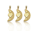 Love Heart On Cresent Moon Shape Pendant,18K Gold Charm, Necklace Bracelet Charm Pendant,16x30mm,Sku#FH164