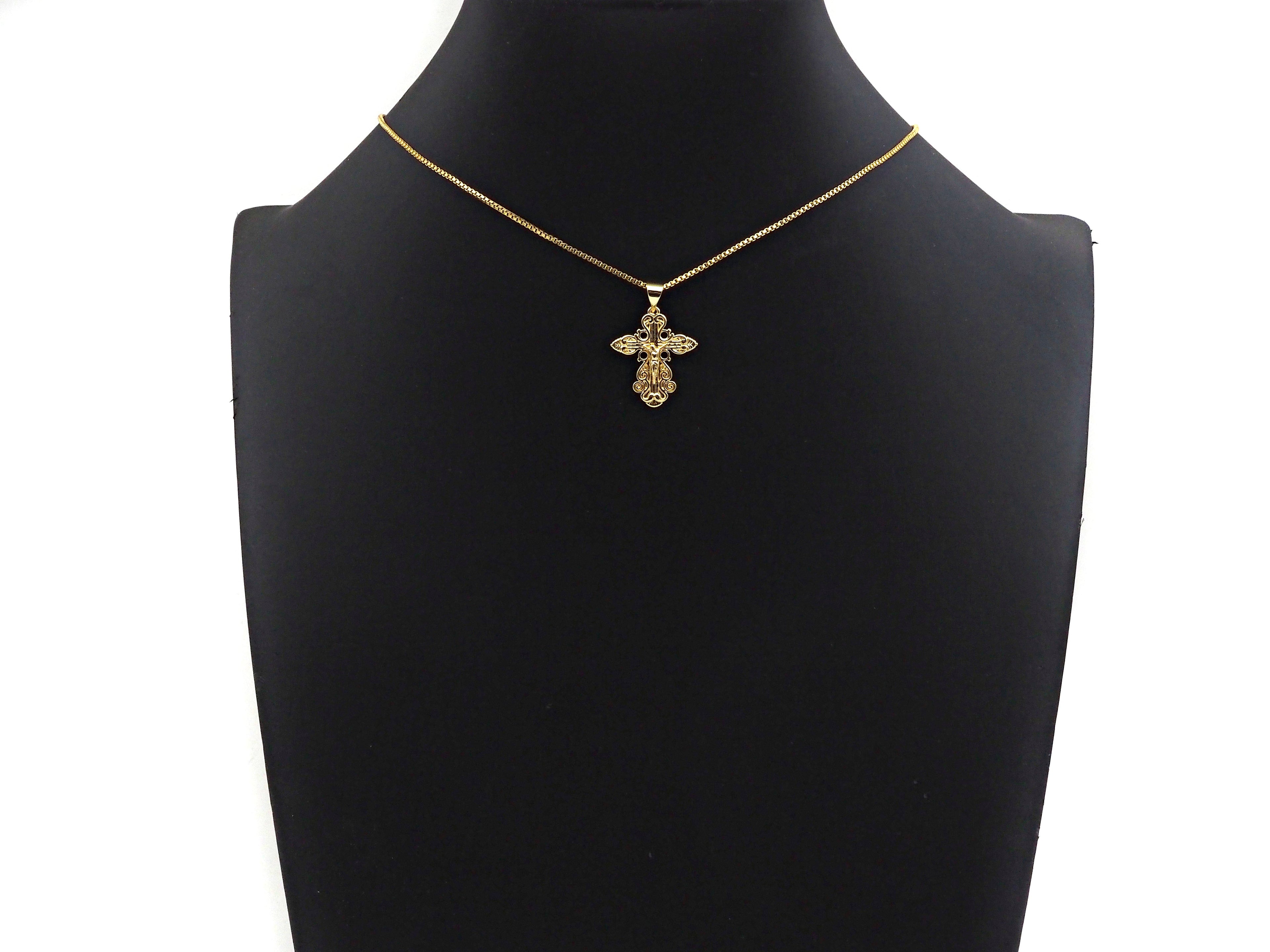 CZ Micro Pave Jesus Figure Ankh Cross Shaped Pendant/Charm,24K Gold Radiate Cubic Zirconia Pendant Charm,19x22mm,sku#F1263