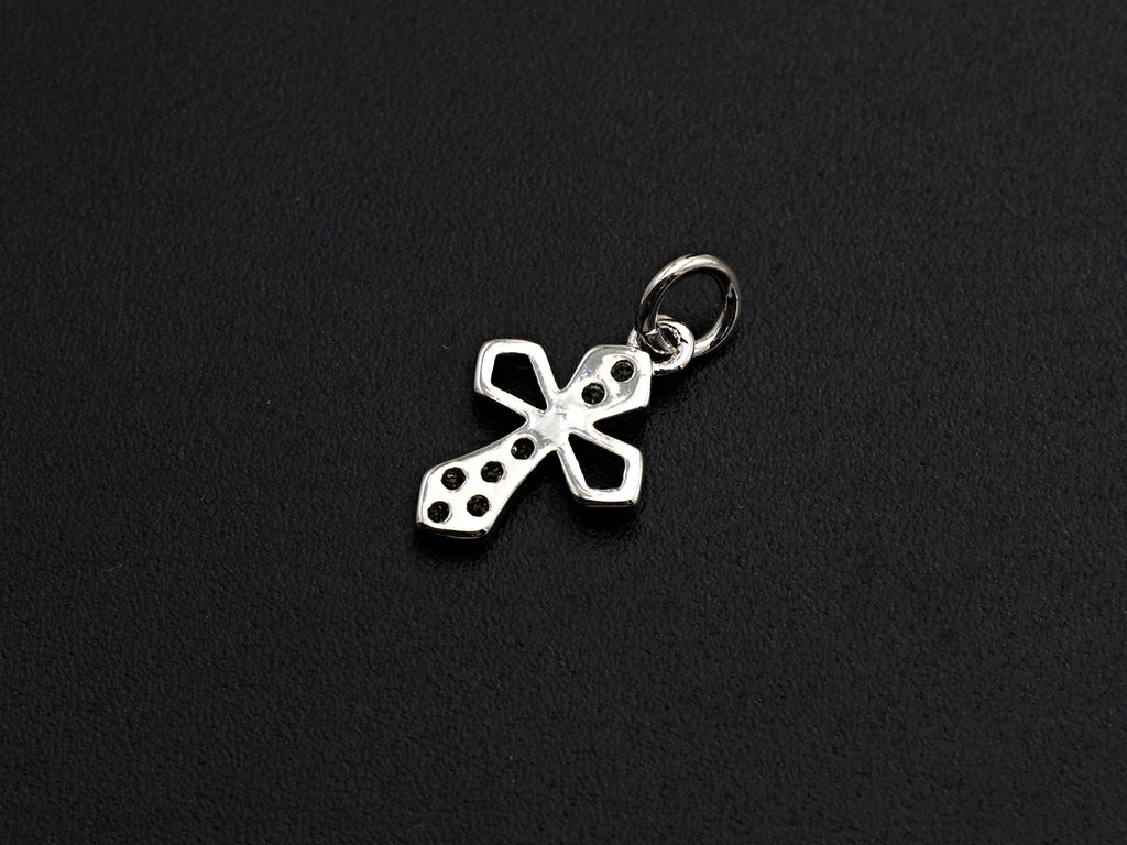 CZ Micro Pave Cross Flower Charm, Cubic Zirconia Pave Pendant, Fashion Jewelry Findings, 10x15mm, sku#Z832