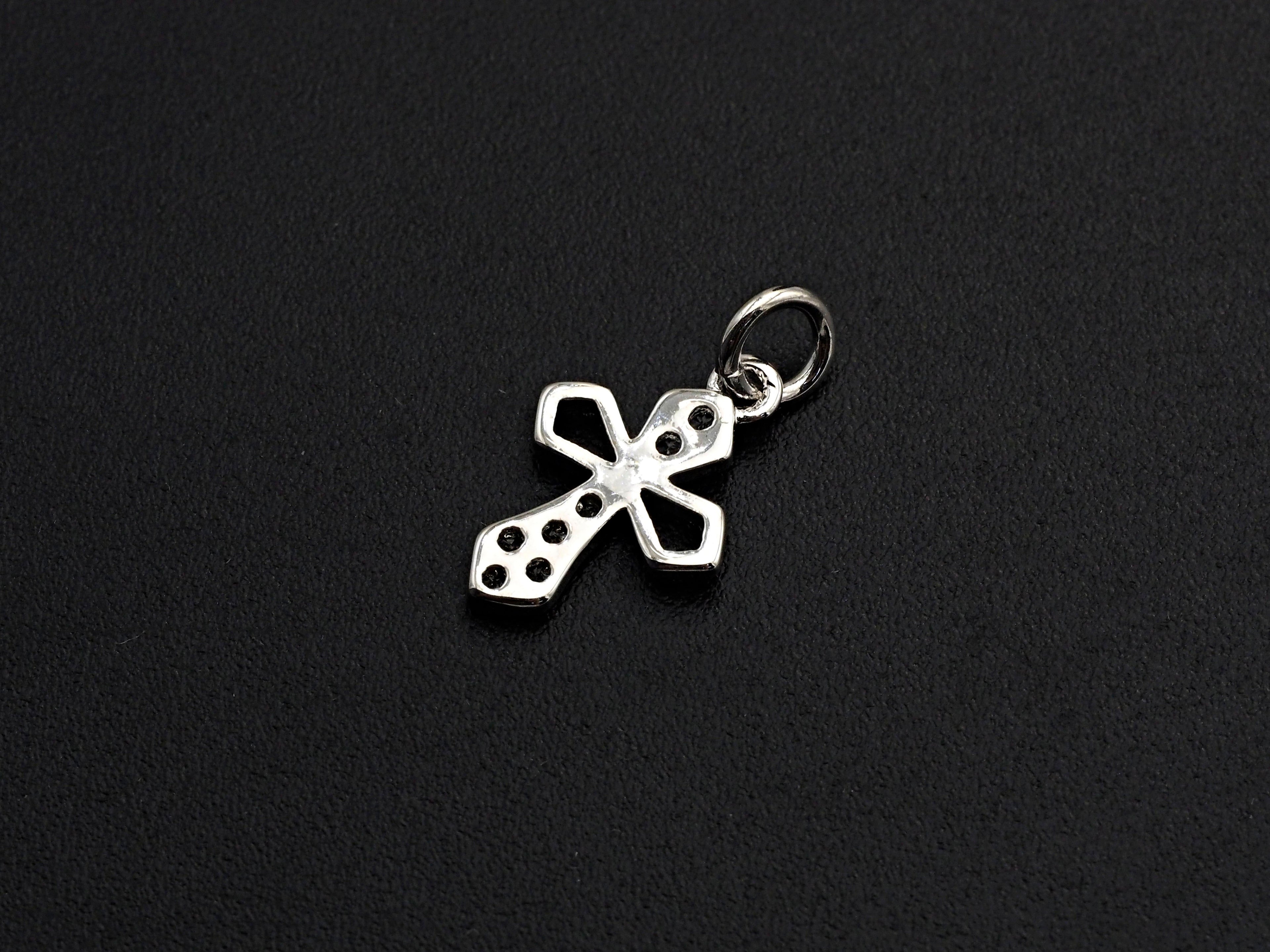 CZ Micro Pave Cross Flower Charm, Cubic Zirconia Pave Pendant, Fashion Jewelry Findings, 10x15mm, sku#Z832