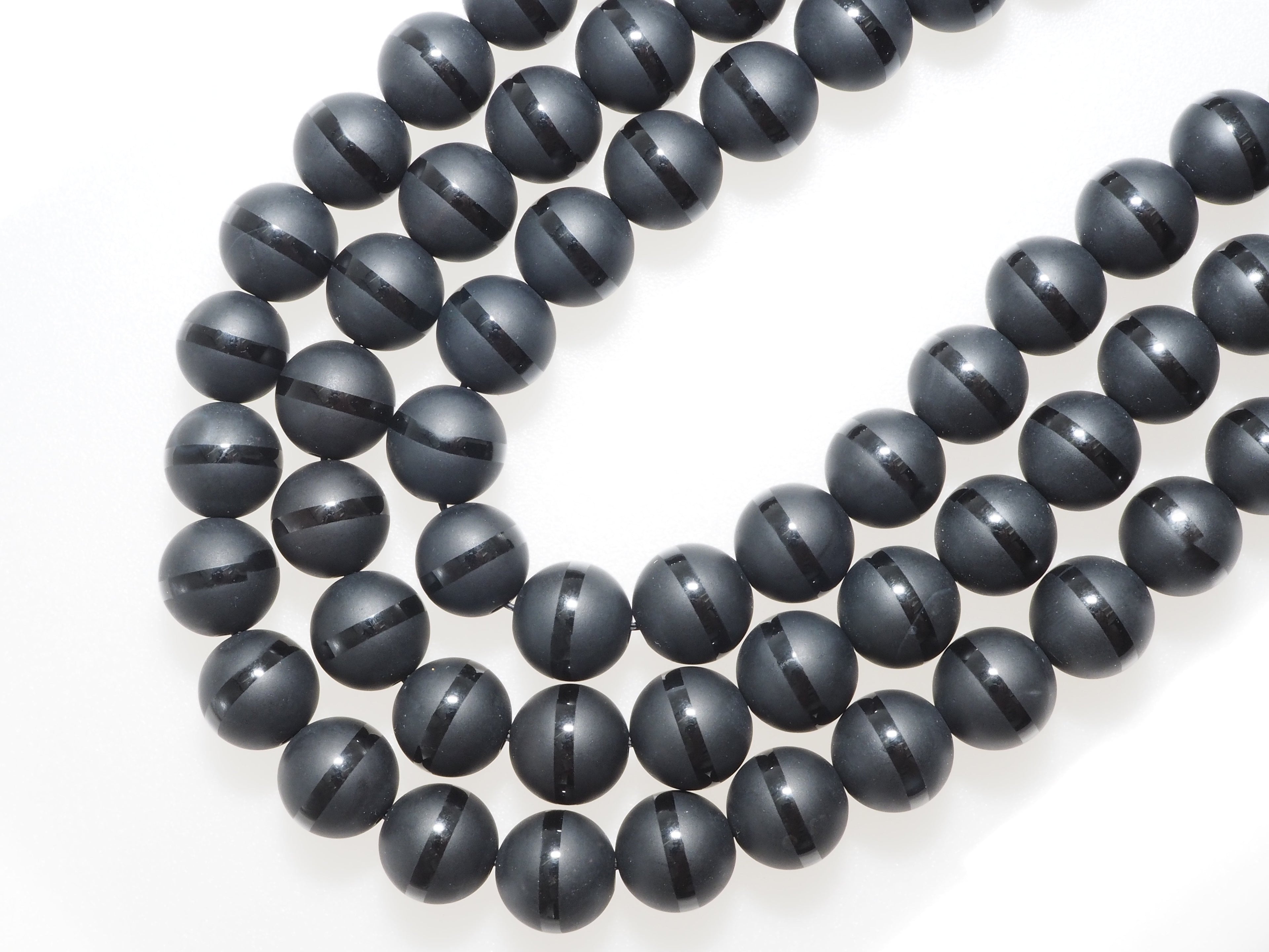 Natural Black Onyx Matte Round with one line Beads, 6mm/8mm/10mm/12mm/14mm  Round beads, Matte Round Black Onyx, 15.5inch strand, SKU#V15