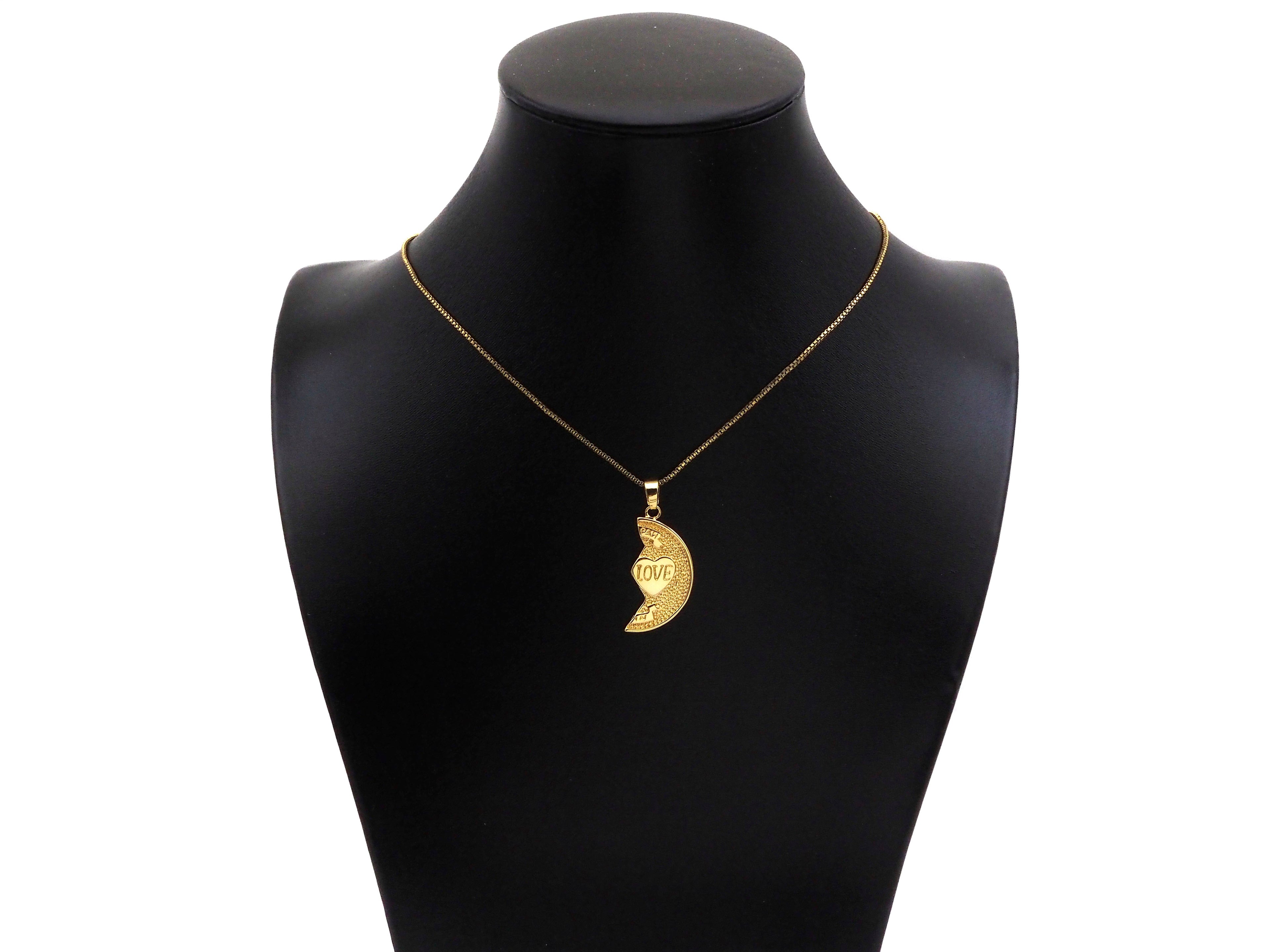 Love Heart On Cresent Moon Shape Pendant,18K Gold Charm, Necklace Bracelet Charm Pendant,16x30mm,Sku#FH164