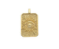 18K Dainty Gold Cross Evil Eye Vigin Mary On Rectangle Charm,Lion Head Medallion Charm, Necklace Bracelet Pendant,16x26mm, Sku#FH150