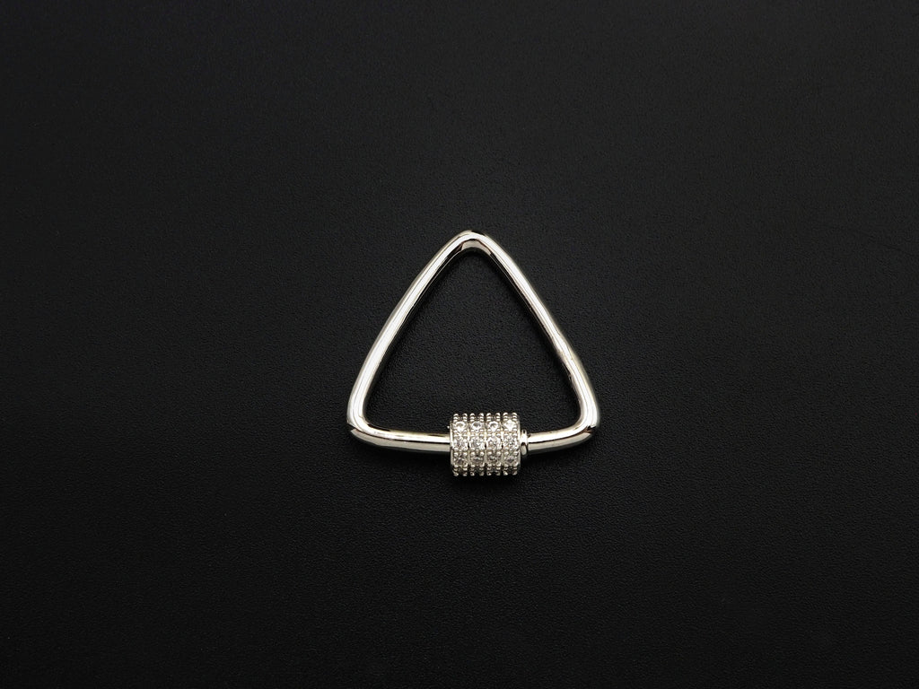 Clear CZ Micro pave Triangle Clasp, CZ Pave Lock, Gold/Silver/Rose Gold/Gunmetal Carabiner Clasp, 24x25mm, sku#H269