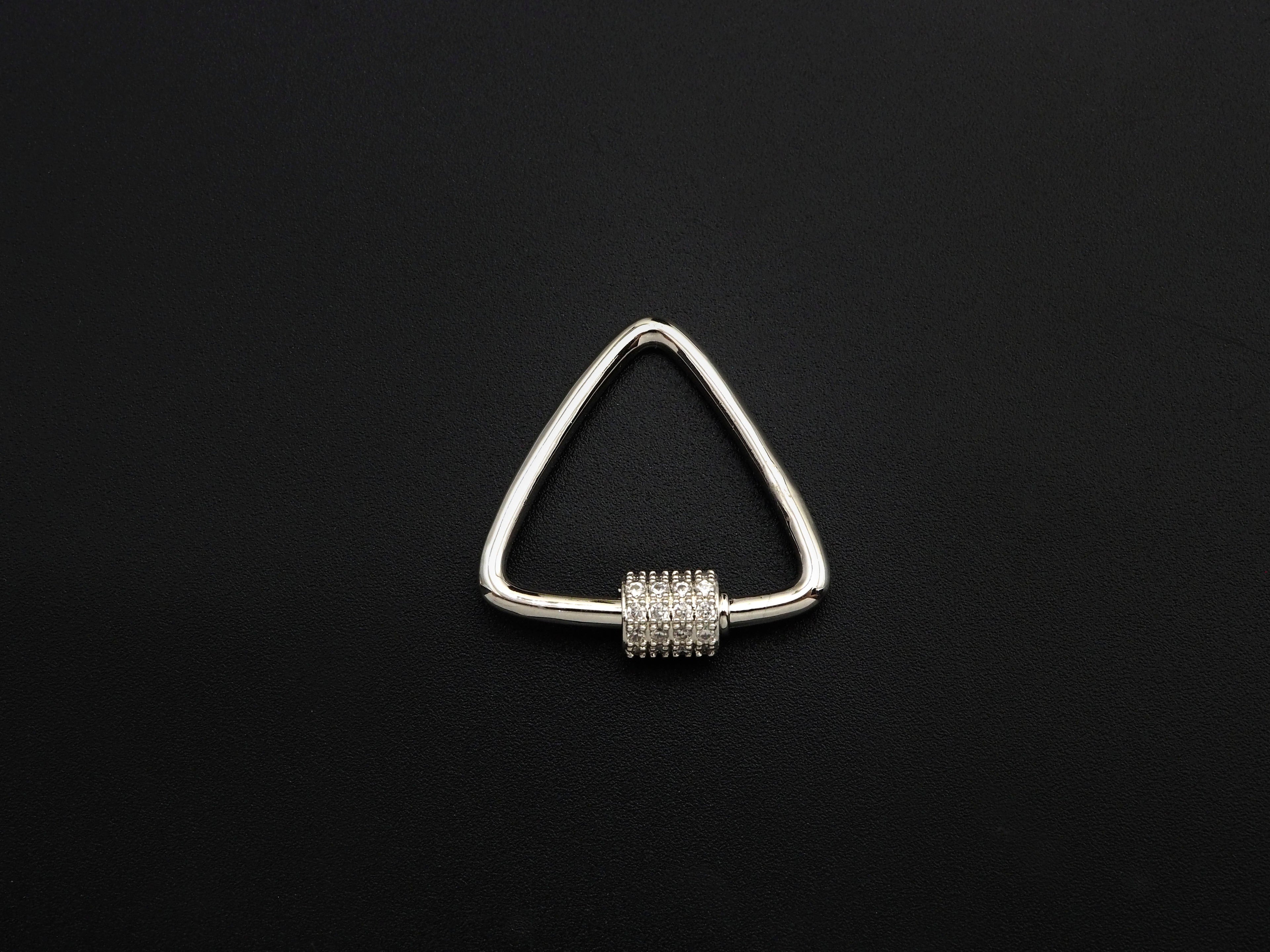 Clear CZ Micro pave Triangle Clasp, CZ Pave Lock, Gold/Silver/Rose Gold/Gunmetal Carabiner Clasp, 24x25mm, sku#H269