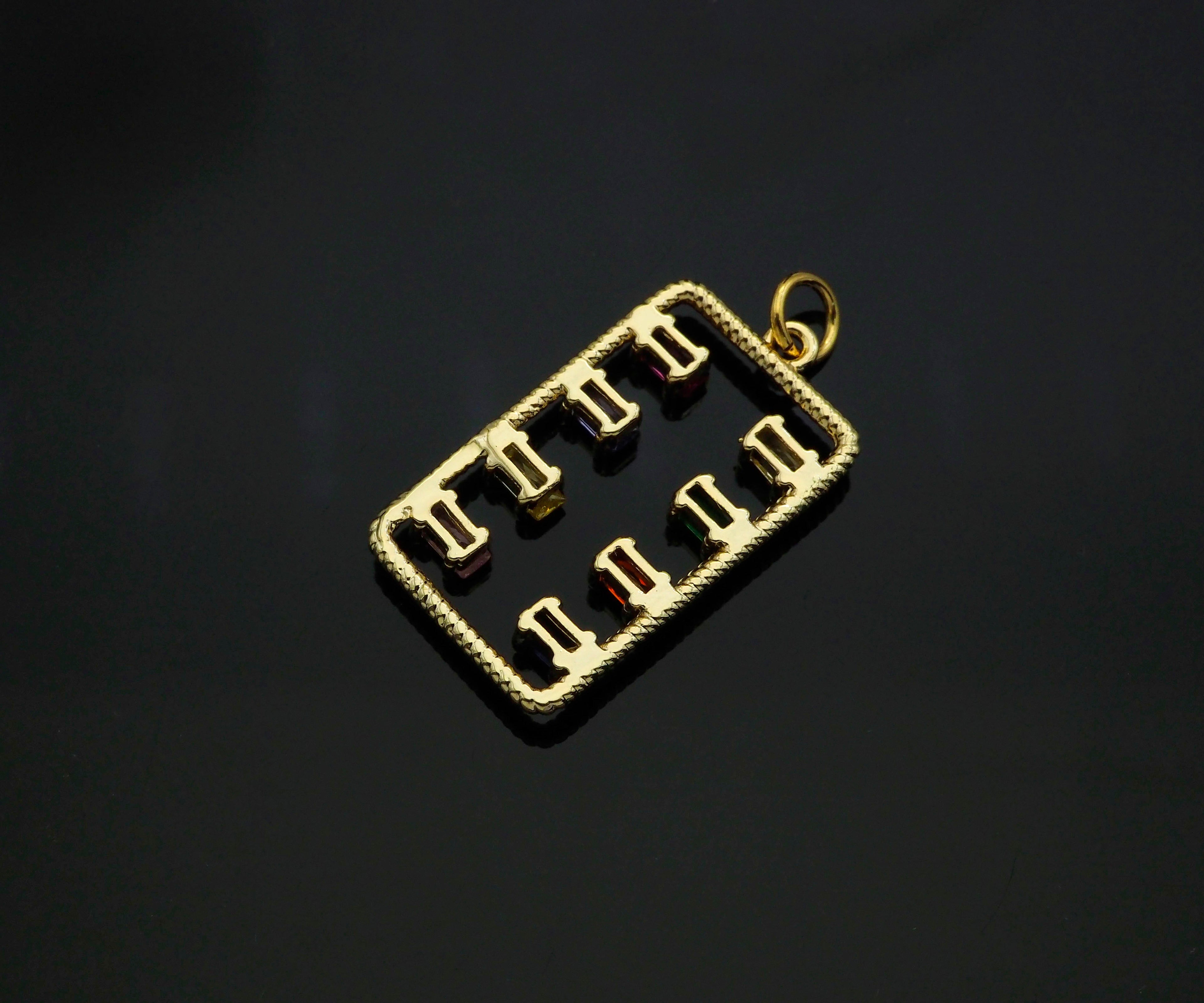 Gold Filled Colorful Baguette CZ Micro Pave Rectangle Shape Pendant, 14K Gold Filled Charm, Necklace Bracelet Charm Pendant,14x25mm,Sku#CP24