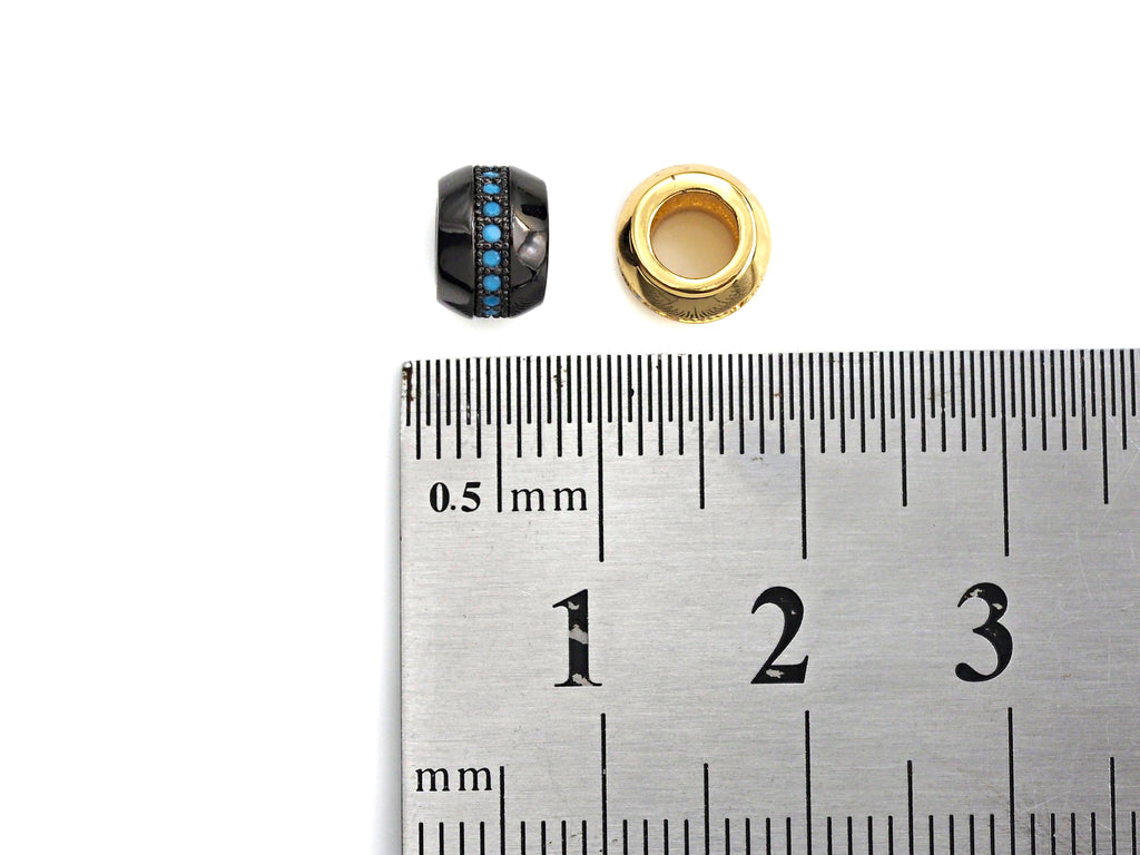 Turquoise large Hole beads, Cubic Zirconia Spacer Beads, European Large hole Bead, 6x8mm, sku#Z881