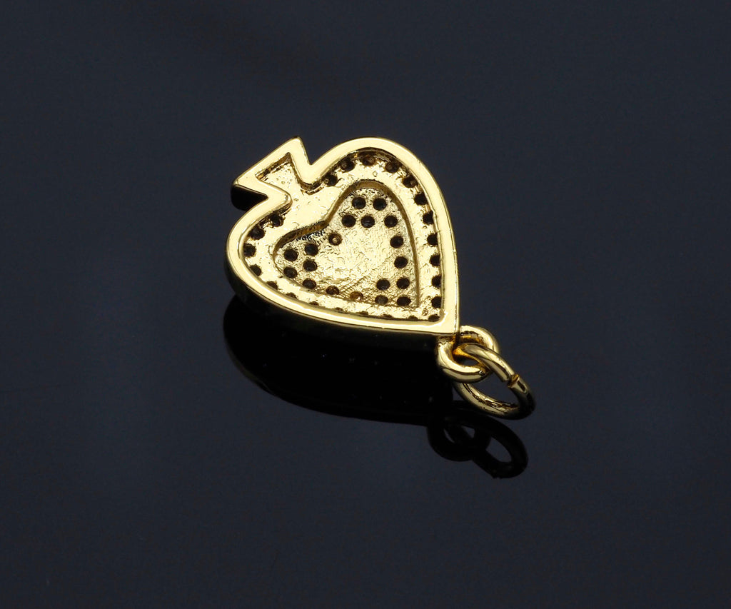CZ Micro Pave Peach Heart Shape Pendant,  12x17mm, sku#F1264C
