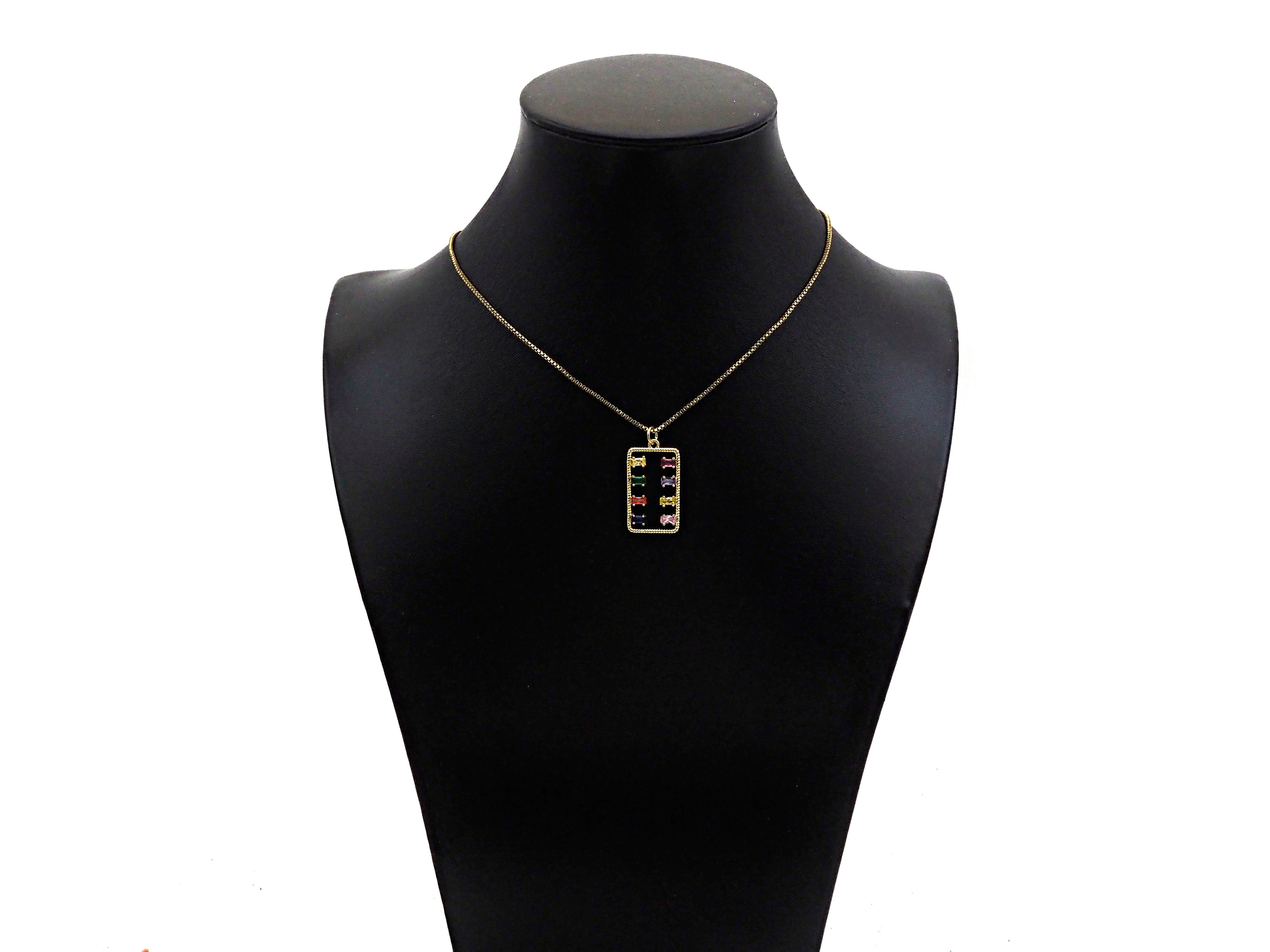 Gold Filled Colorful Baguette CZ Micro Pave Rectangle Shape Pendant, 14K Gold Filled Charm, Necklace Bracelet Charm Pendant,14x25mm,Sku#CP24