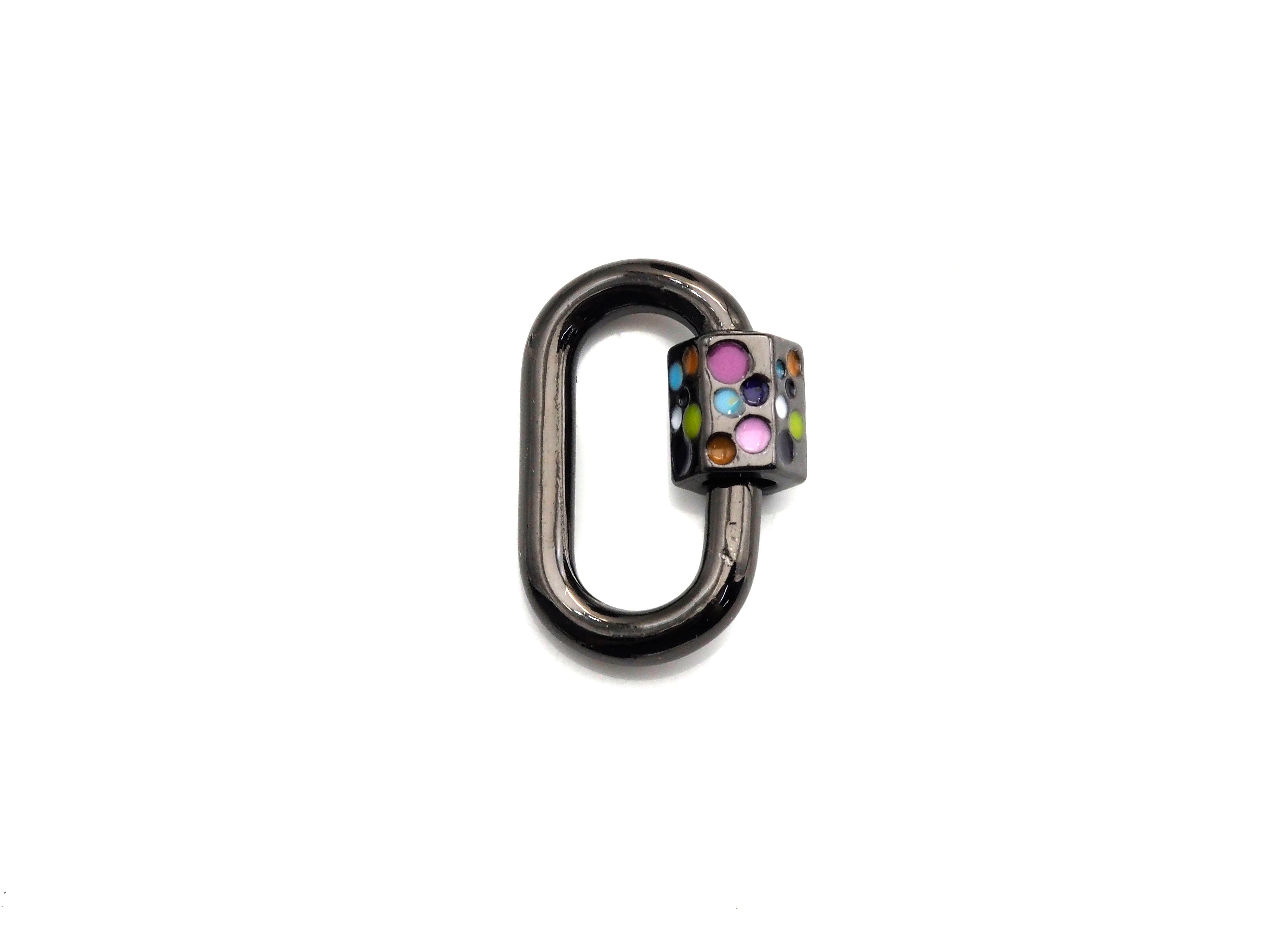 NEW Colorful Enamel Oval Shape Clasp, CZ Pave Clasp, Gold/Silver/Rose Gold/Gunmetal Carabiner Clasp, 15x22mm, sku#H230