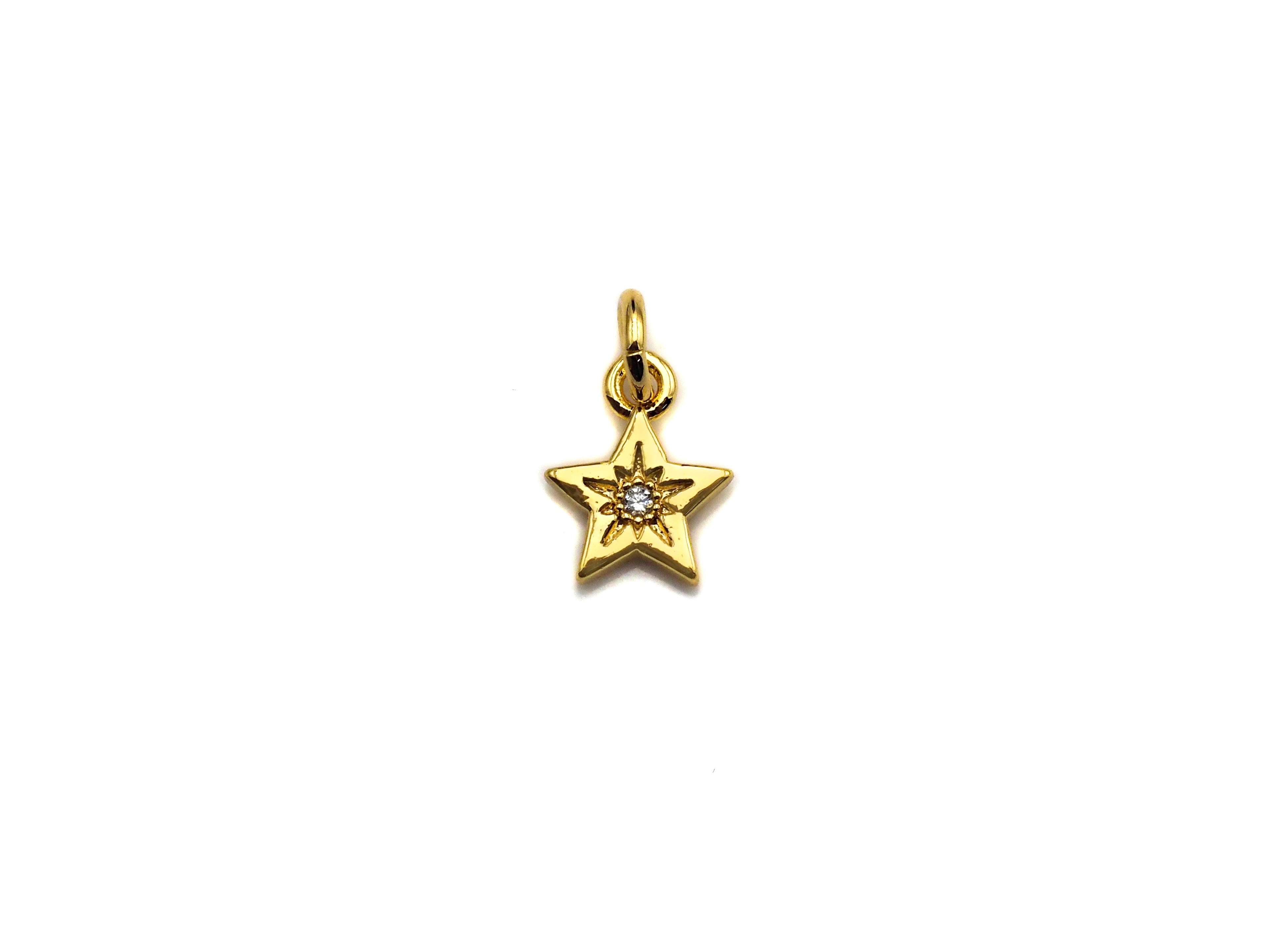 Clear CZ Micro Pave Five Point Star Shaped Pendant/Charm, Star Cubic Zirconia Pendant Charm,8x10mm,sku#Z804