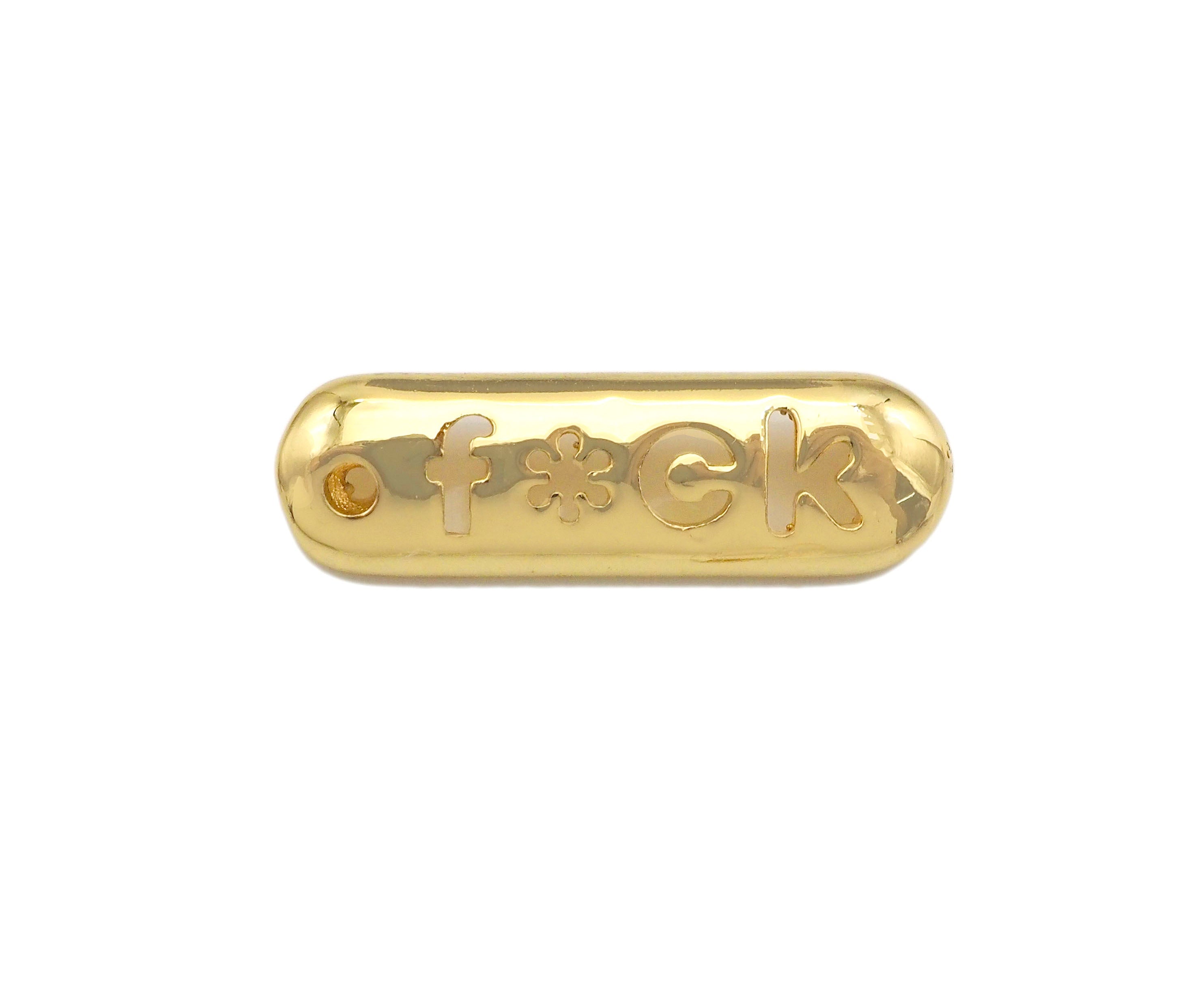 18k Dainty Gold F*CK On Oval Bar Connector/Pendant, Bracelet Necklace Oval Connector,7x23mm,Sku#L464