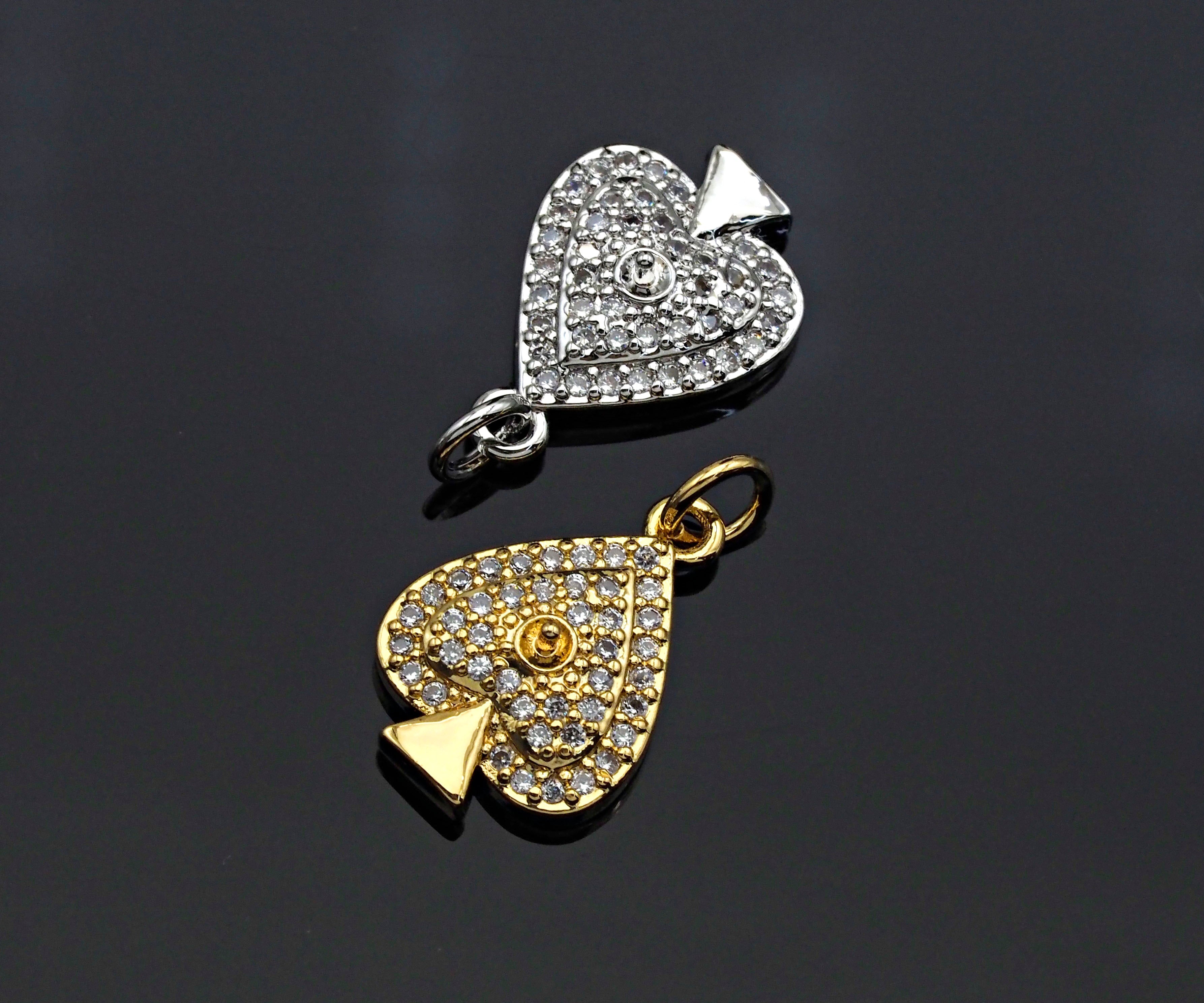 CZ Micro Pave Peach Heart Shape Pendant,  12x17mm, sku#F1264C