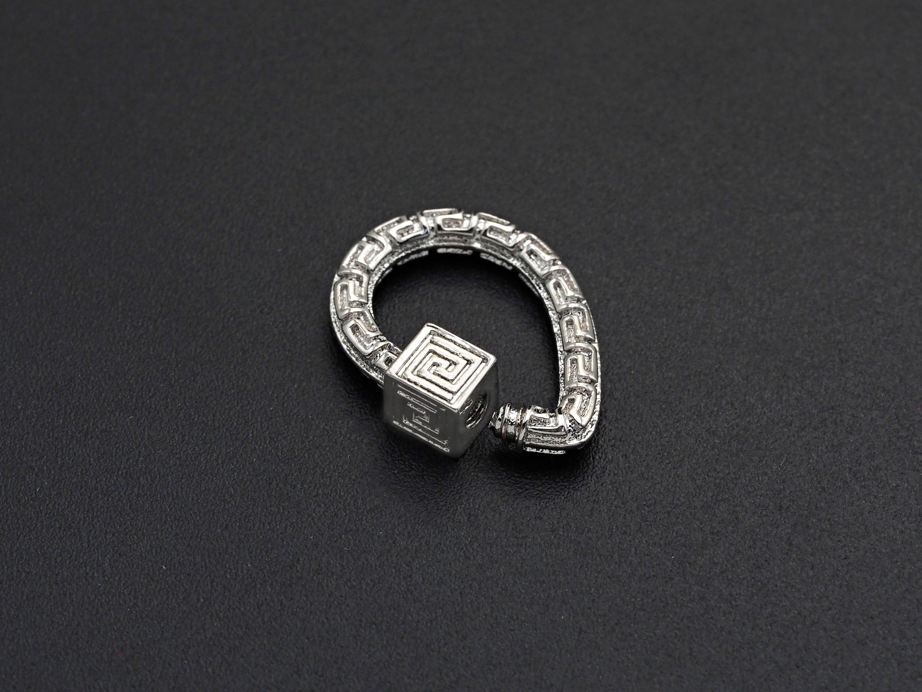 NEW Engraved Teardrop Shape Clasp, CZ Pave Clasp, Gold/Silve