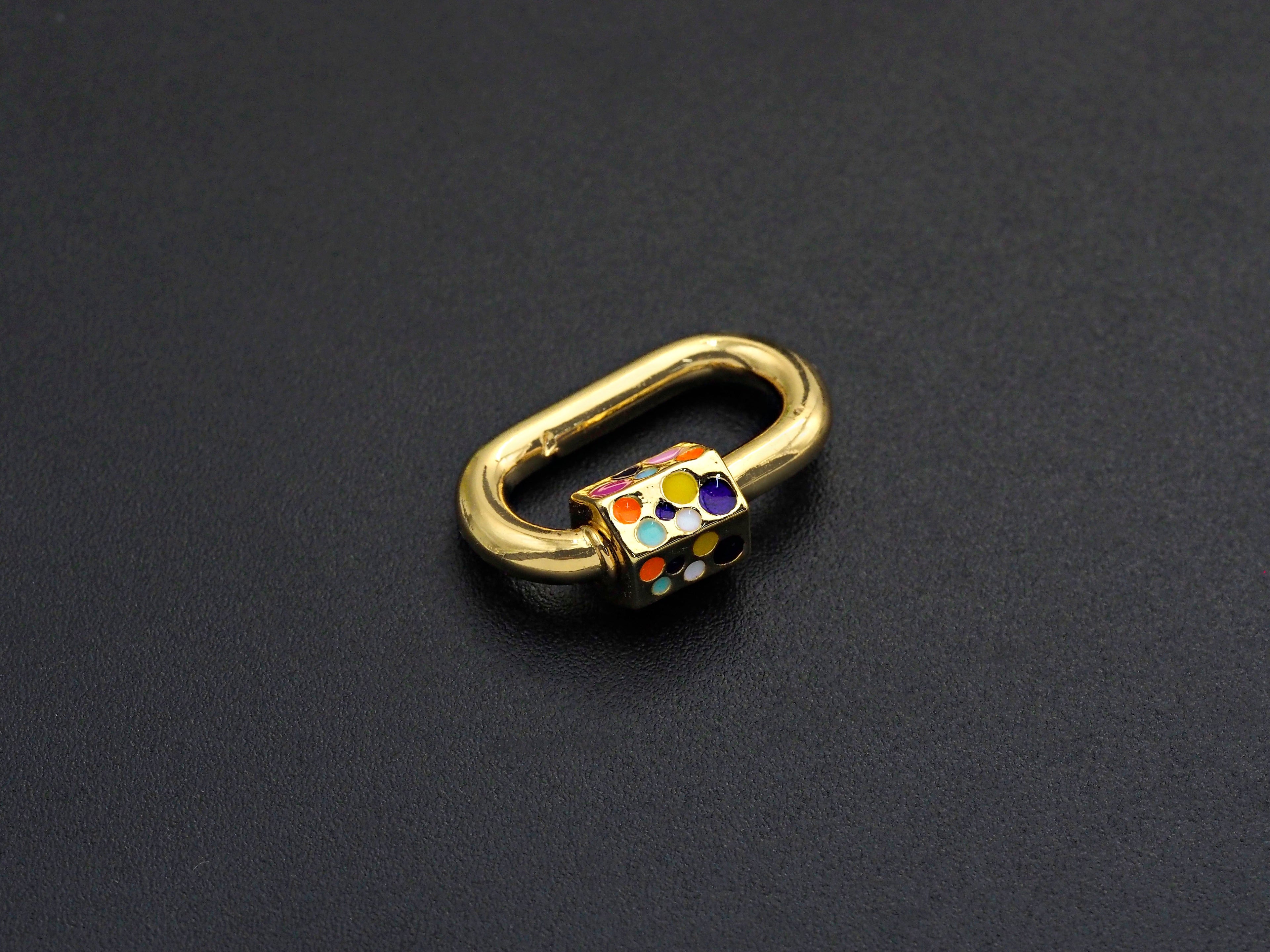 NEW Colorful Enamel Oval Shape Clasp, CZ Pave Clasp, Gold/Silver/Rose Gold/Gunmetal Carabiner Clasp, 15x22mm, sku#H230
