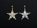 Bagette CZ Micro Pave Five Star Shape Pendant, Cubic Zirconia Pendant, Silver/Gold Tone, 30mm, Sku#FH67