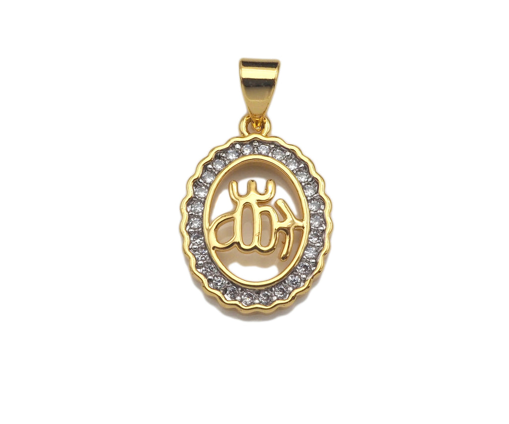 Dual Color CZ Micro Pave Oval Charms, 13x18mm, Sku#F1279C